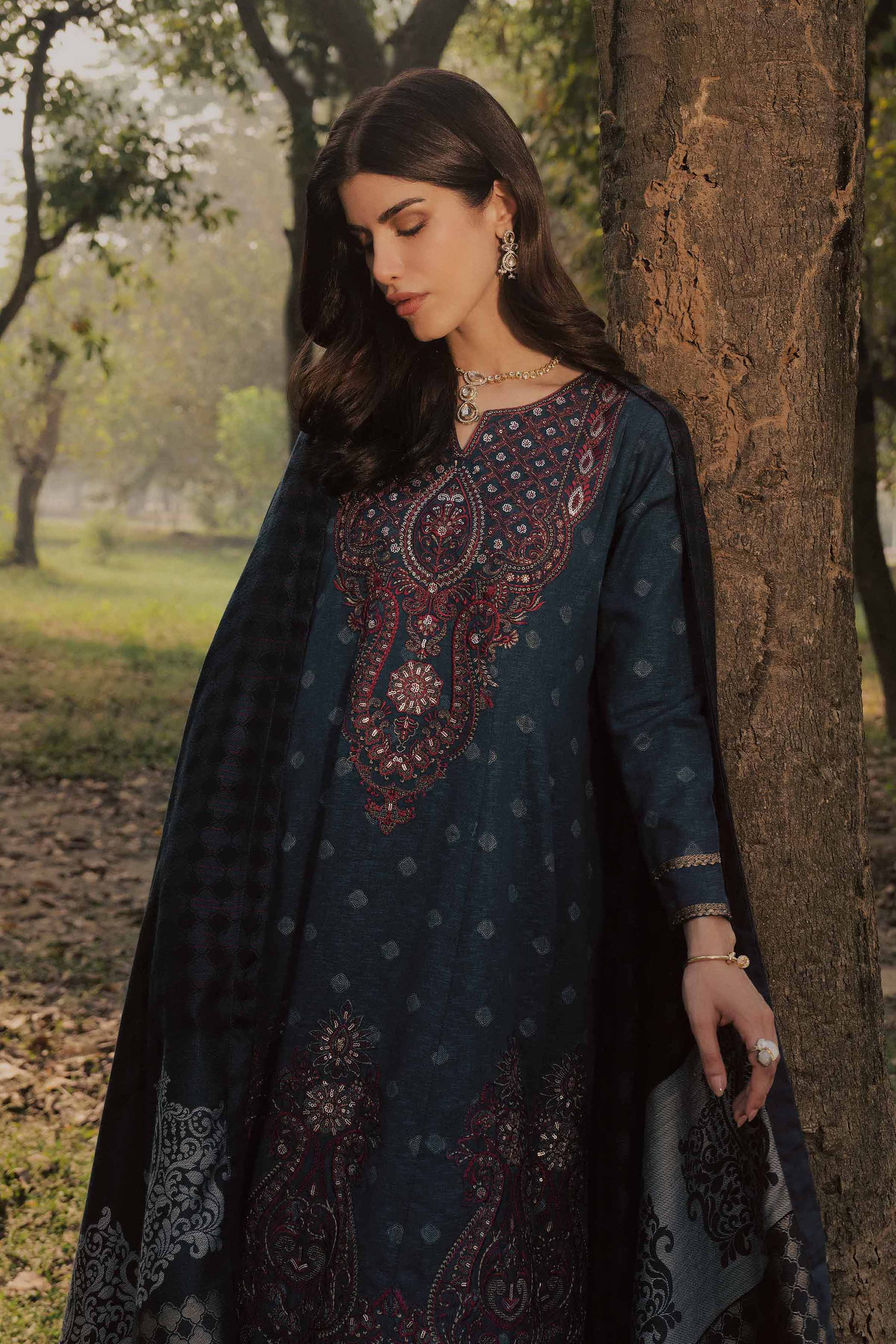 NishatUK - Blue Embroidered Karandi 3-piece ready to wear Suit