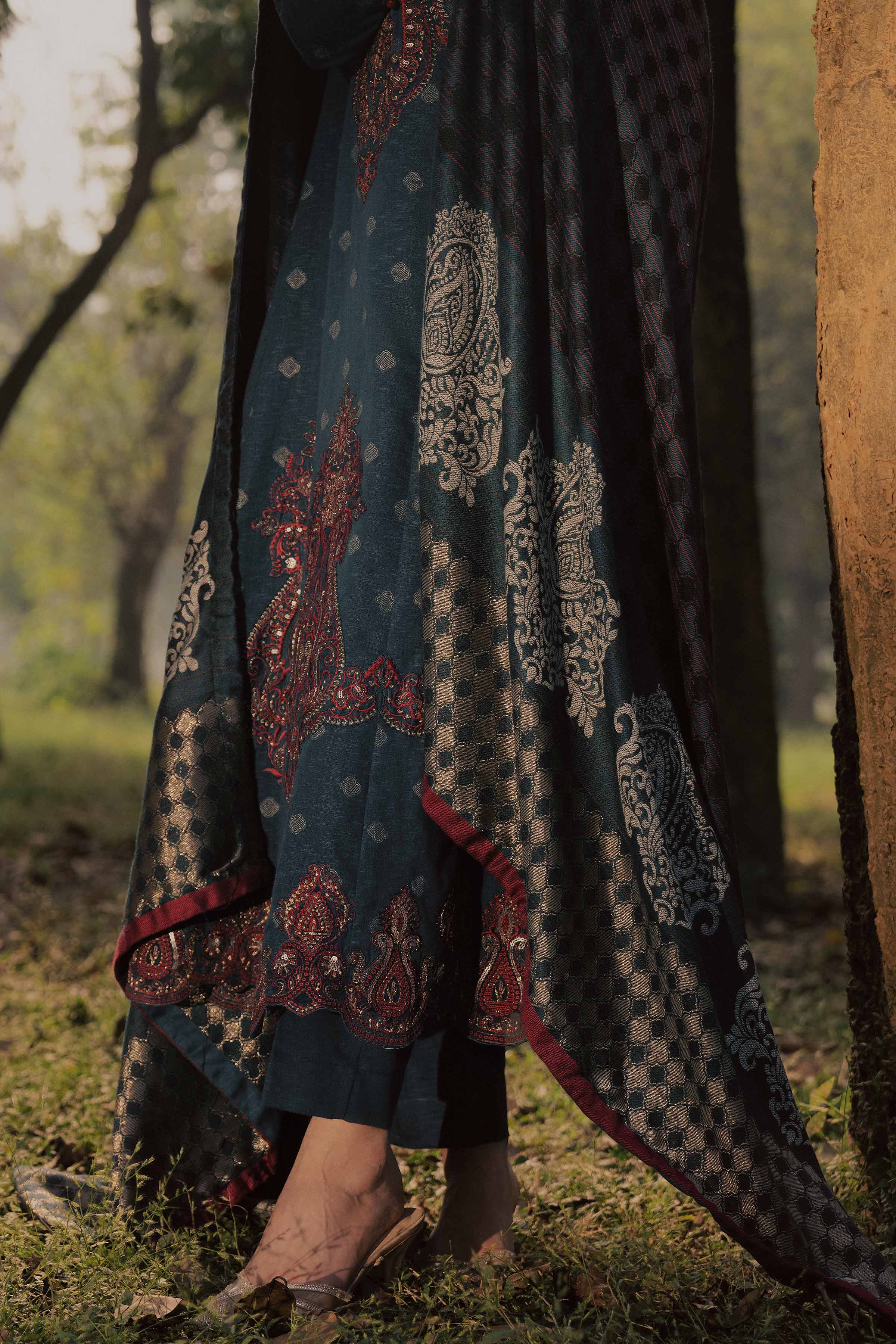 NishatUK - Blue Embroidered Karandi 3-piece ready to wear Suit