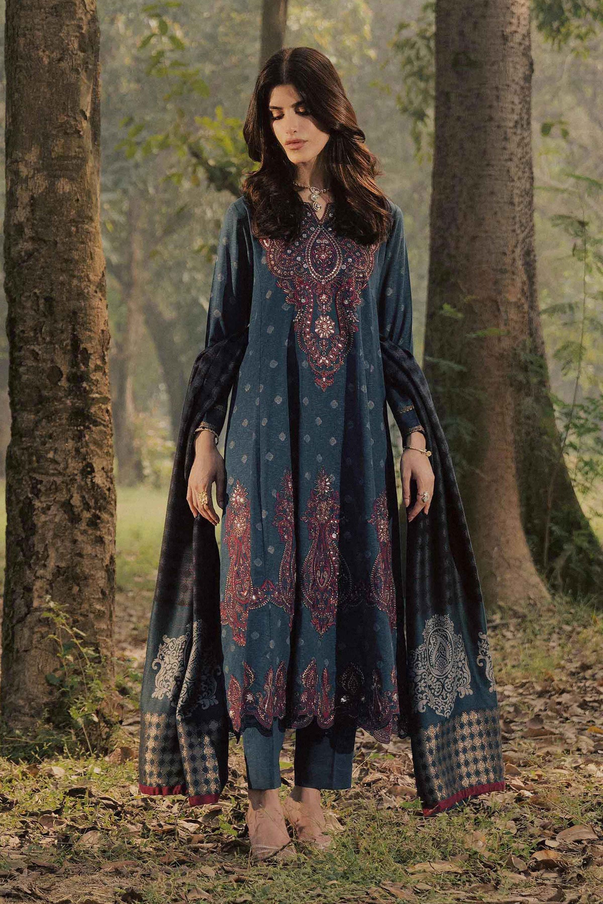 Nishat UK - Blue Embroidered Karandi 2 Pieces ready to wear