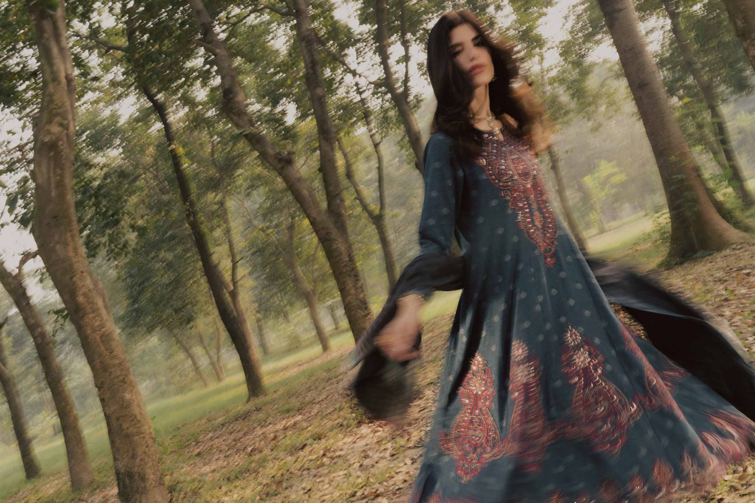 NishatUK - Blue Embroidered Karandi 3-piece ready to wear Suit