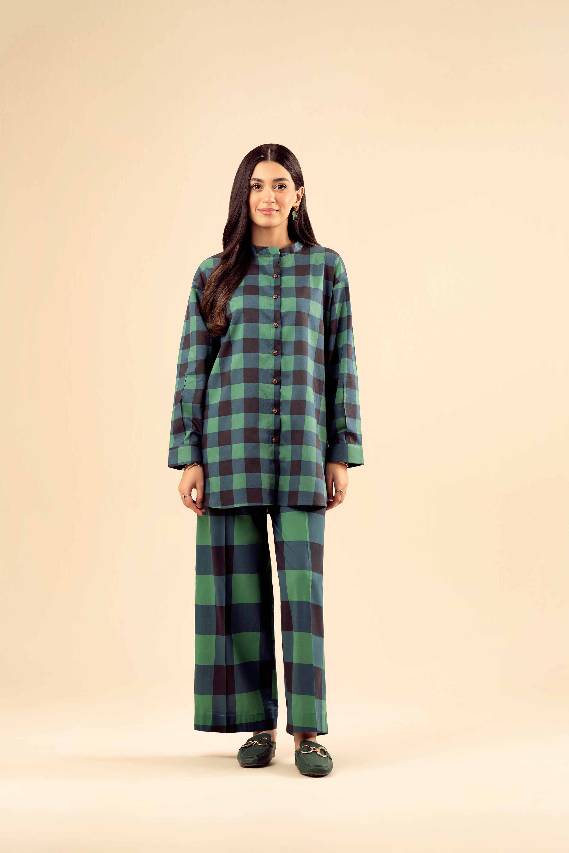 NishatUK - Green Printed Cambric 2-piece ready to wear Dress