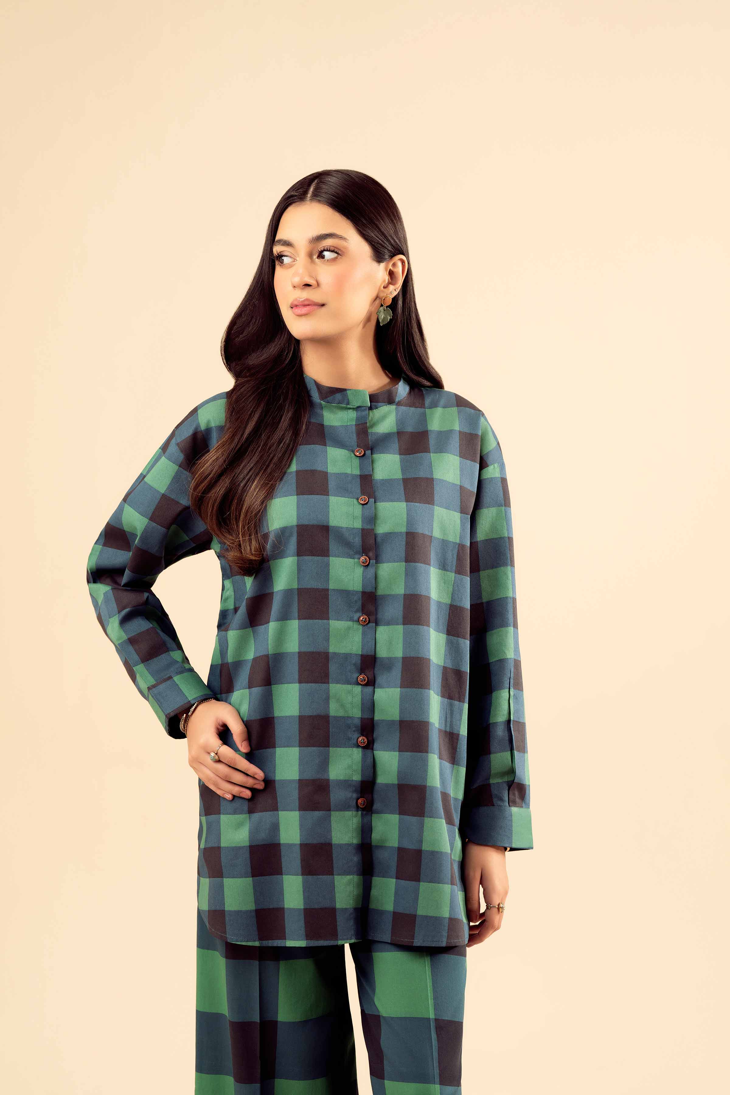 NishatUK - Green Printed Cambric 2-piece ready to wear Dress