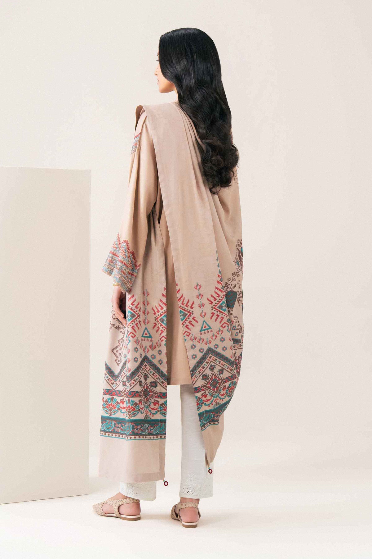 Nishat UK - Beige Embroidered New Weft Lurix 2 Pieces ready to wear Dress