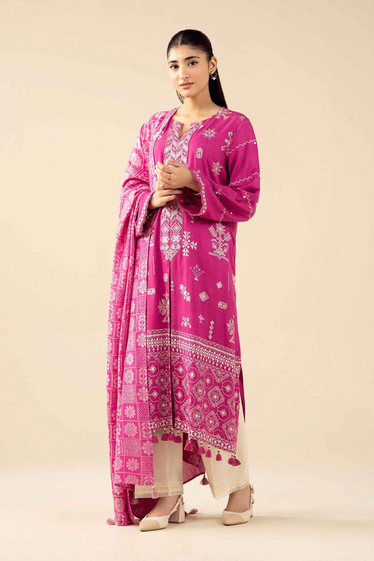 Nishat UK - Pink Embroidered Marina 2 Pieces ready to wear Dress