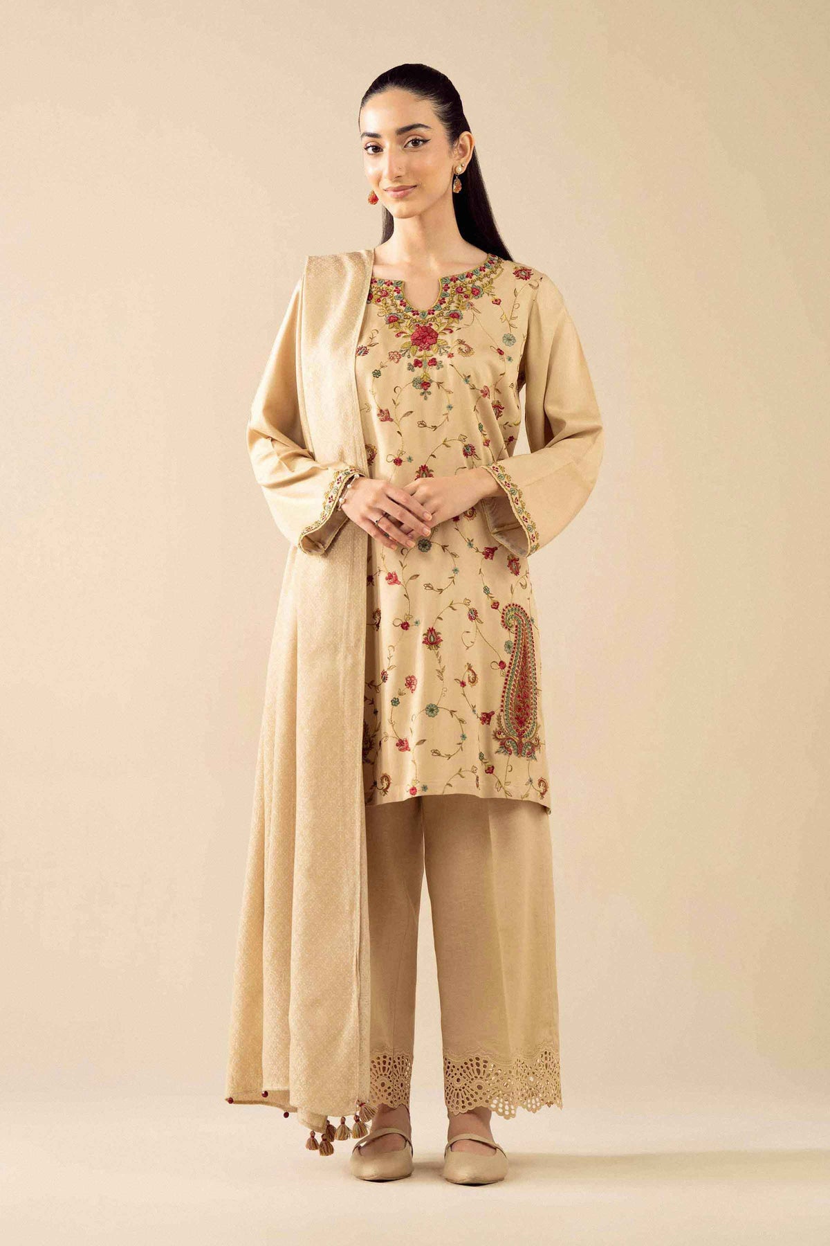 Nishat UK - Beige Embroidered Marina 2 Pieces ready to wear Dress