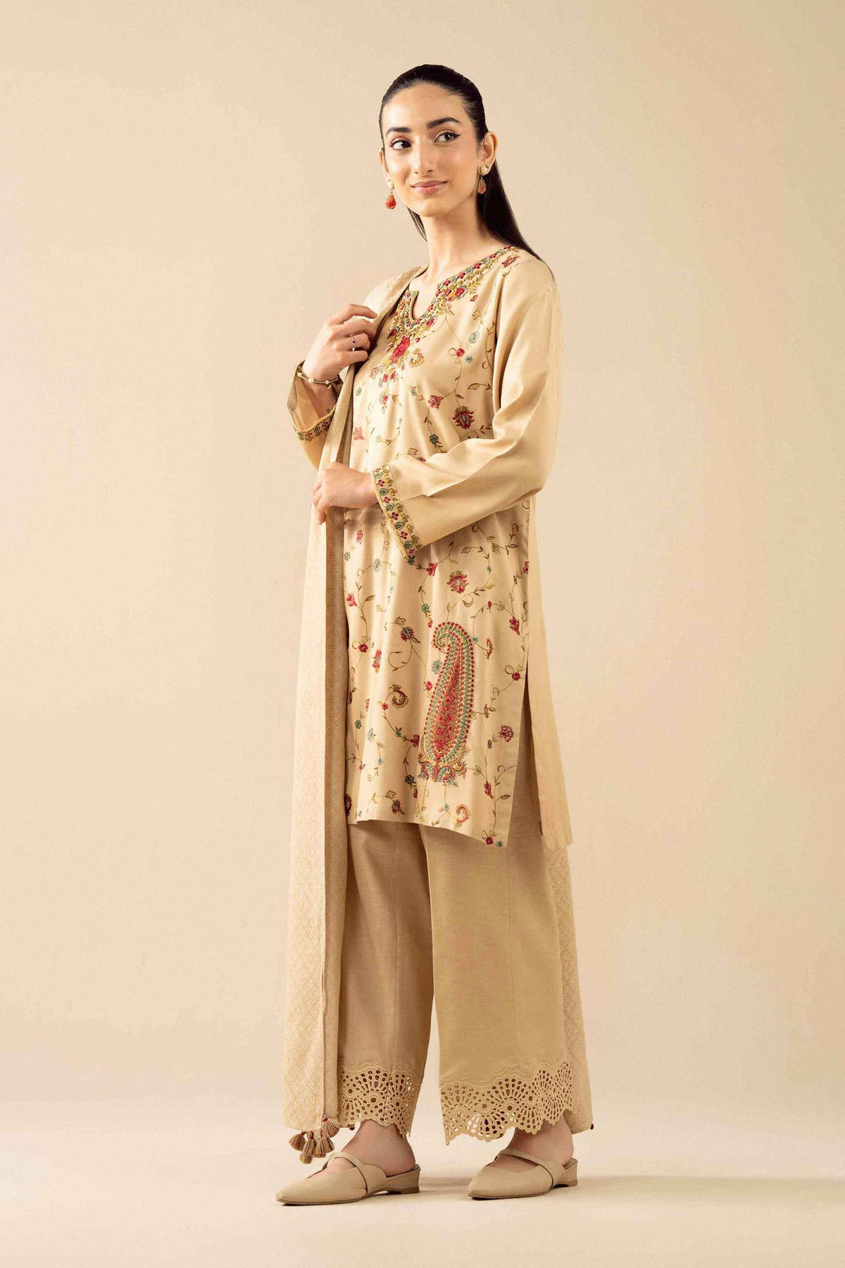 Nishat UK - Beige Embroidered Marina 2 Pieces ready to wear Dress