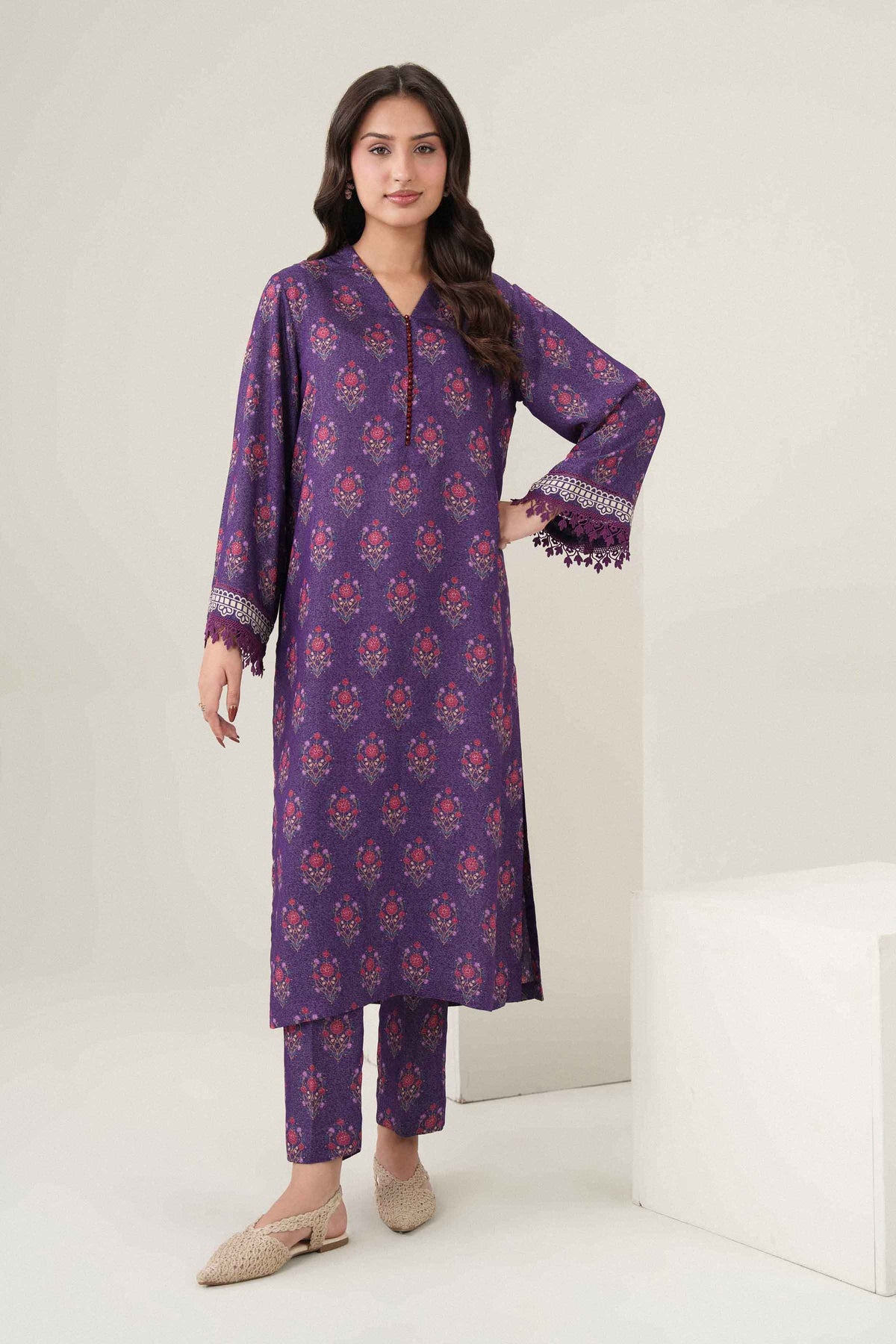 Nishat UK - Purple Printed Karandi 2 Pieces ready to wear Dress