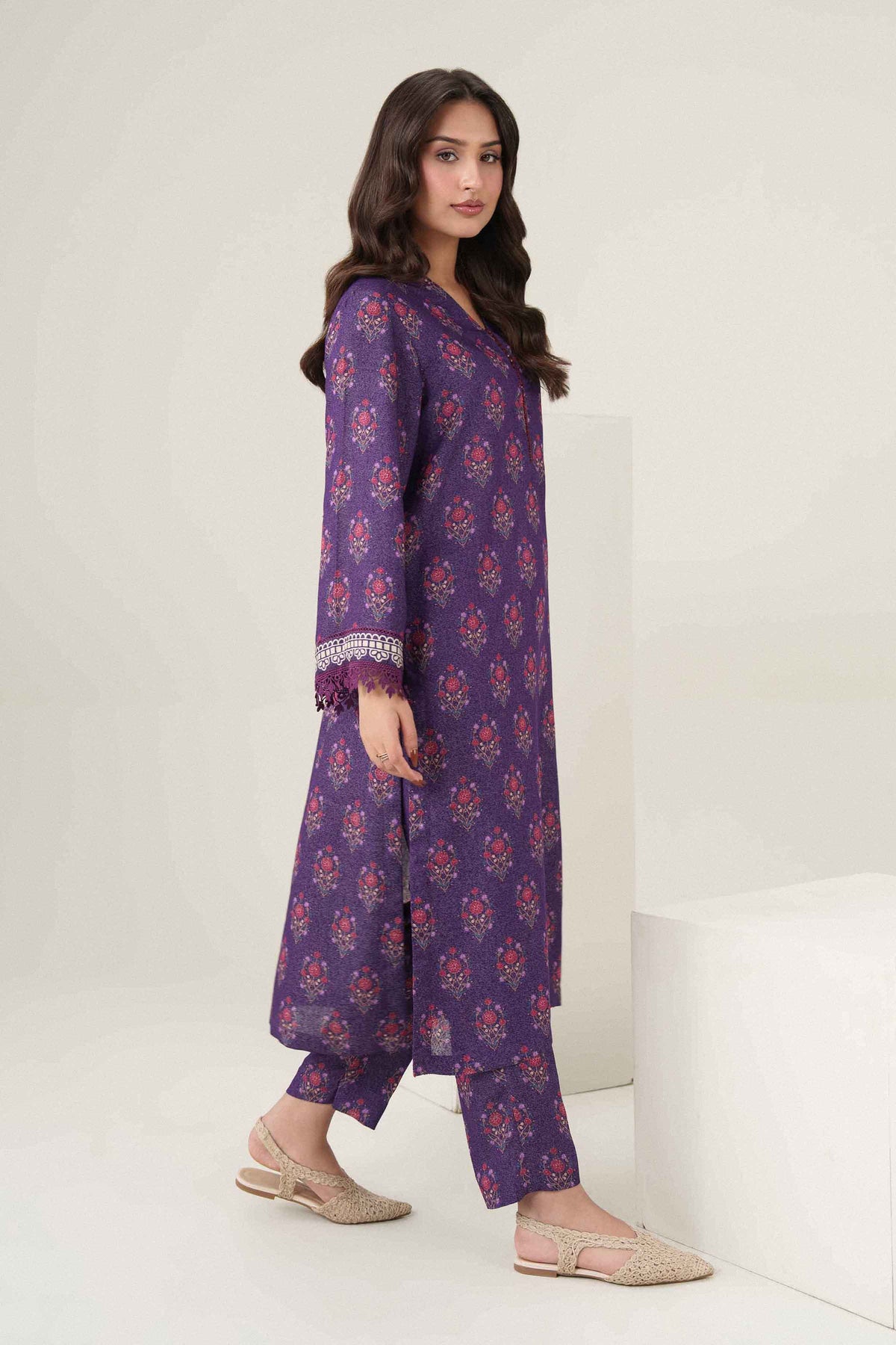 Nishat UK - Purple Printed Karandi 2 Pieces ready to wear Dress