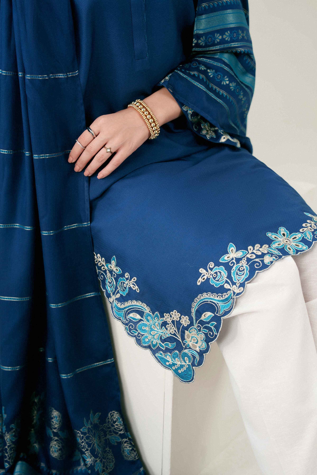 Nishat UK - Blue Embroidered Dobby 2 Pieces ready to wear