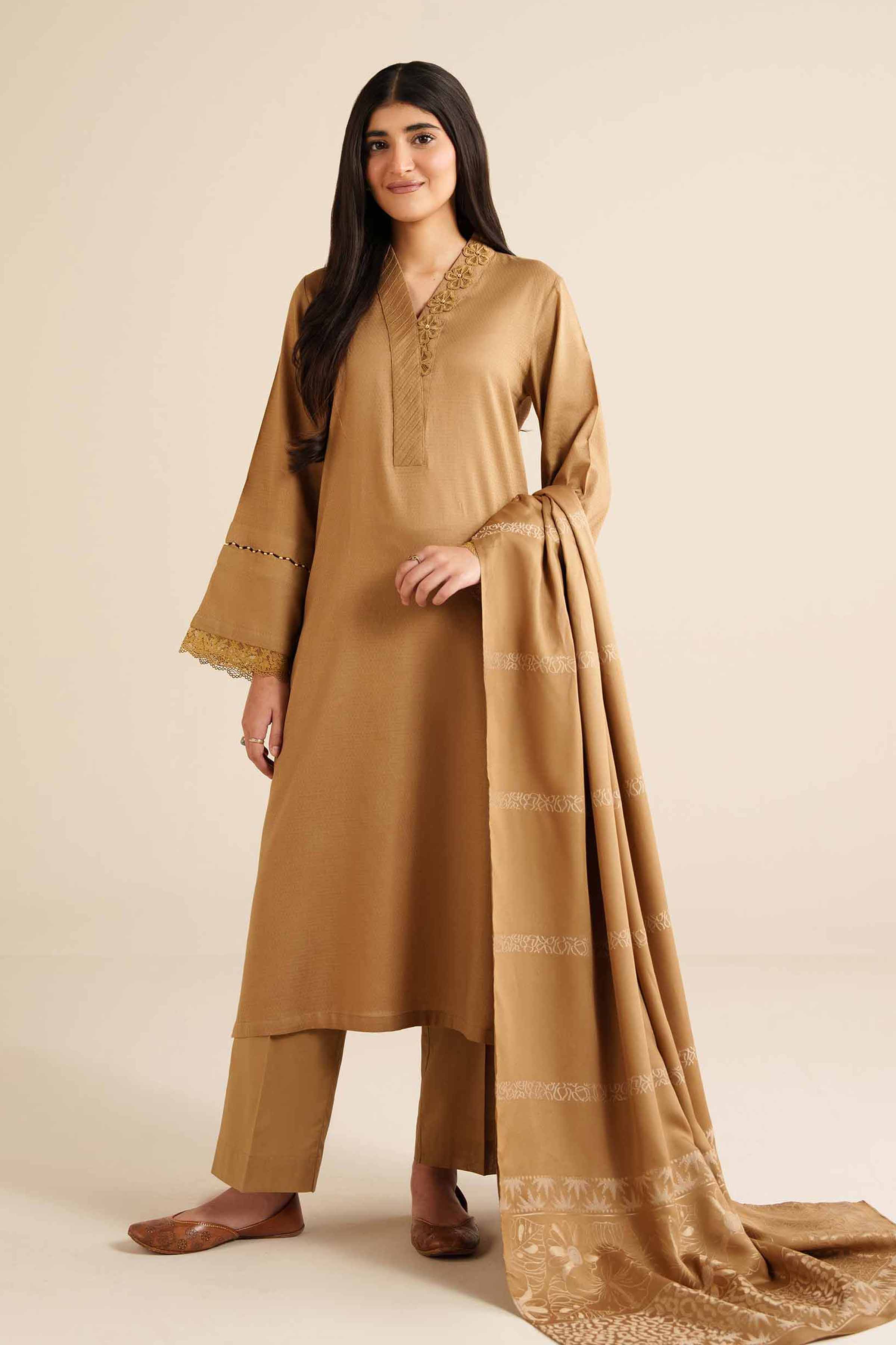 NishatUK - Brown Solids Dobby 3-piece ready to wear Suit