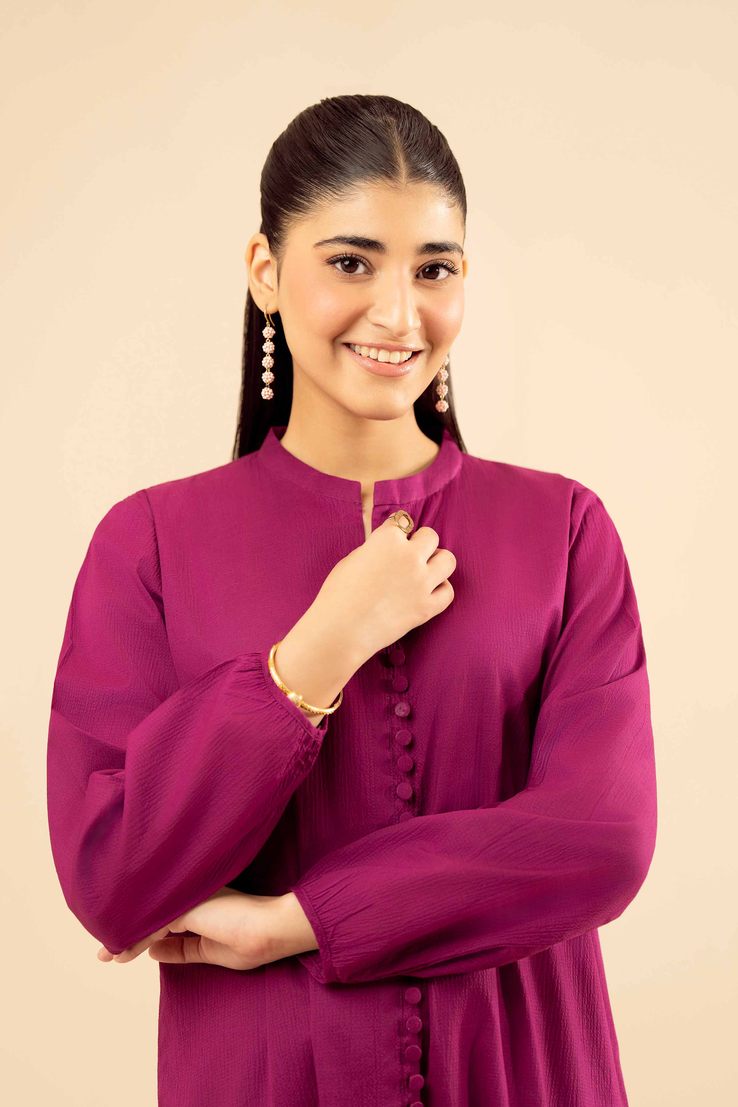 NishatUK - Plum Solids Crush 2-piece ready to wear Dress
