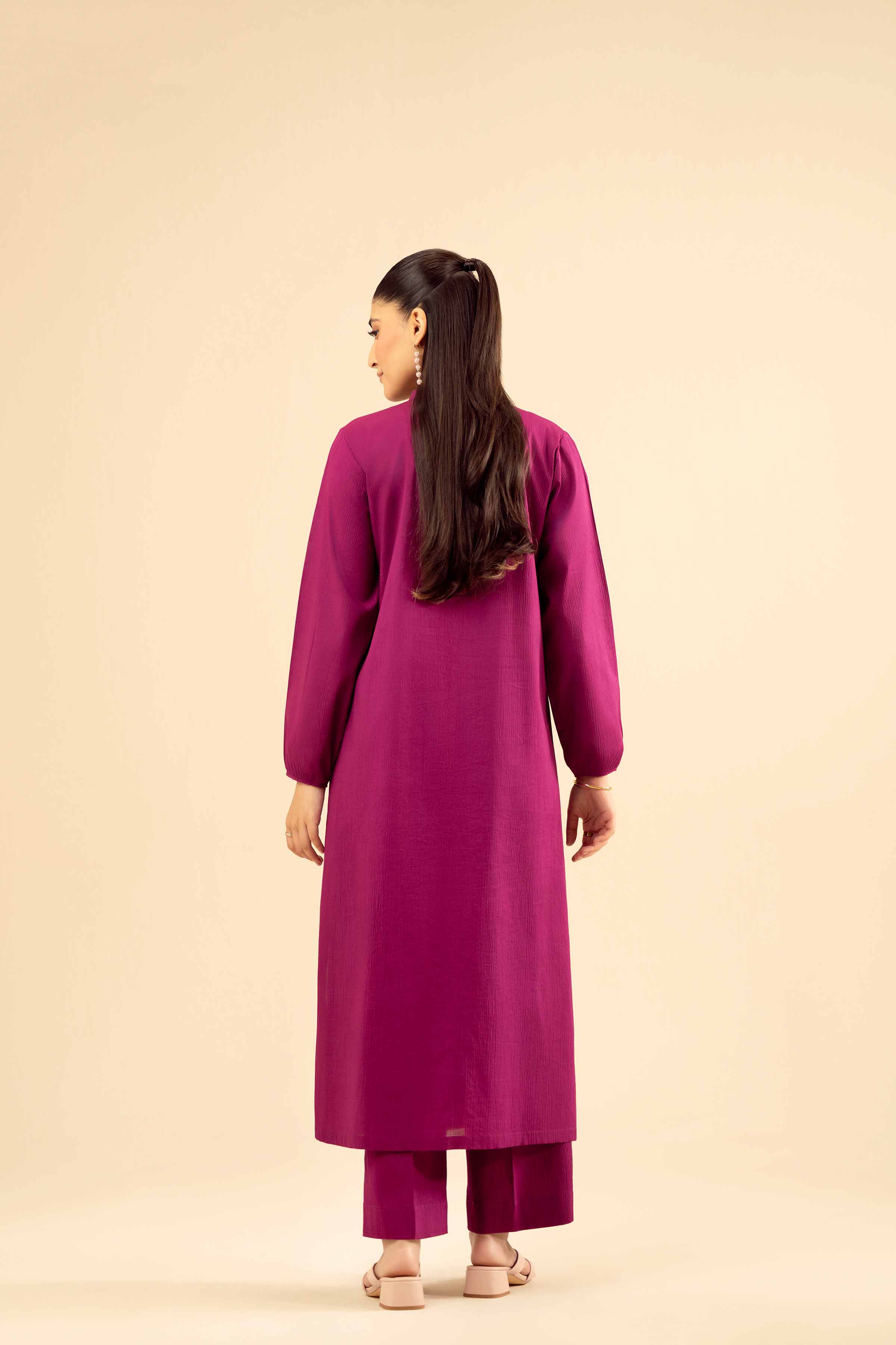 NishatUK - Plum Solids Crush 2-piece ready to wear Dress