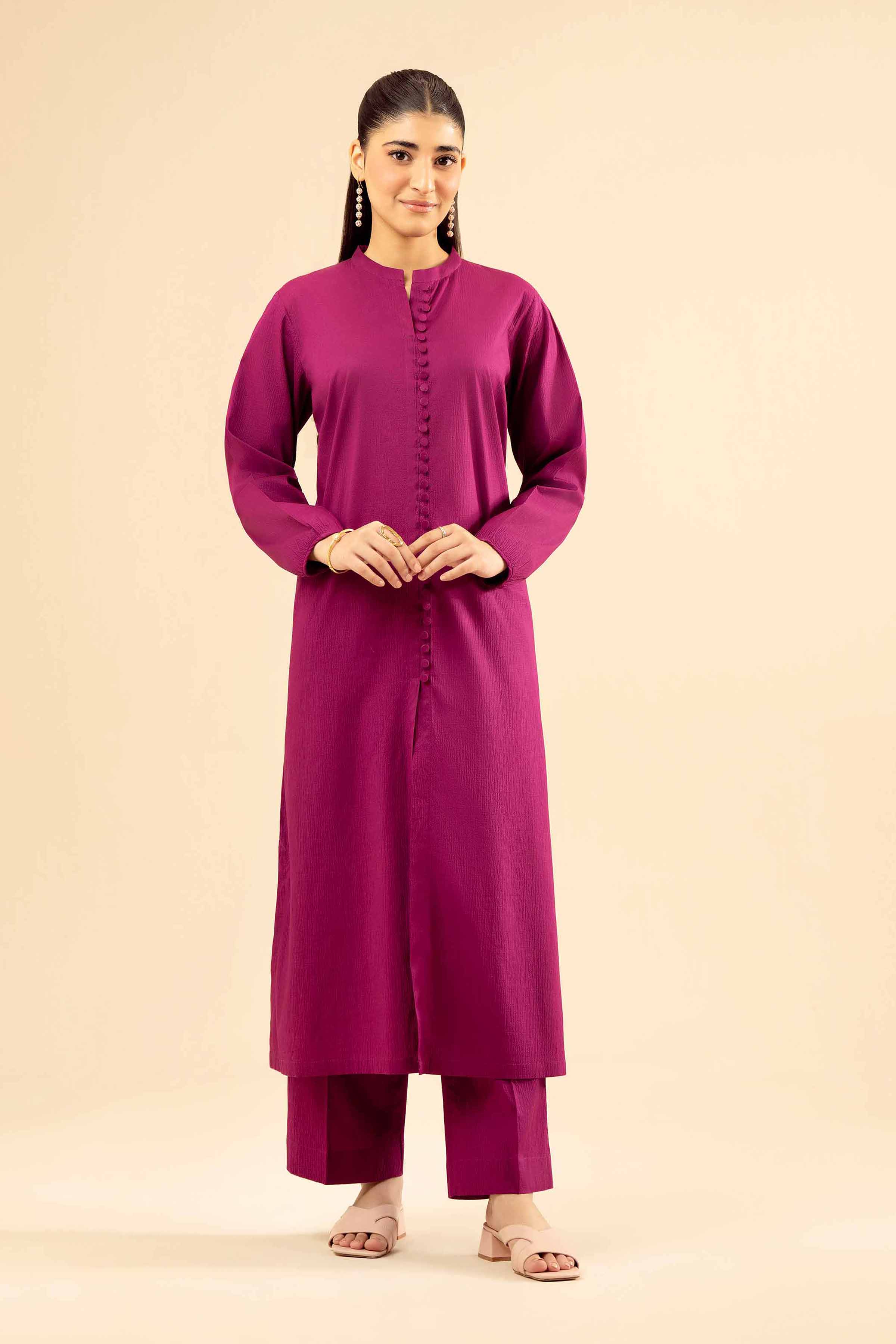 NishatUK - Plum Solids Crush 2-piece ready to wear Dress