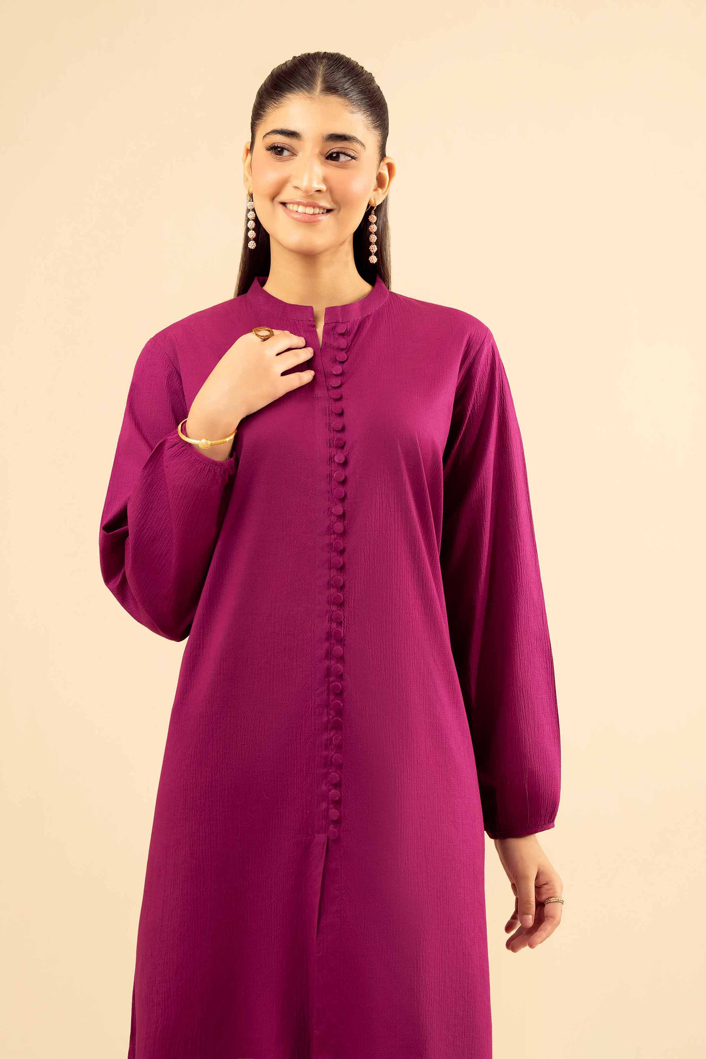 NishatUK - Plum Solids Crush 2-piece ready to wear Dress