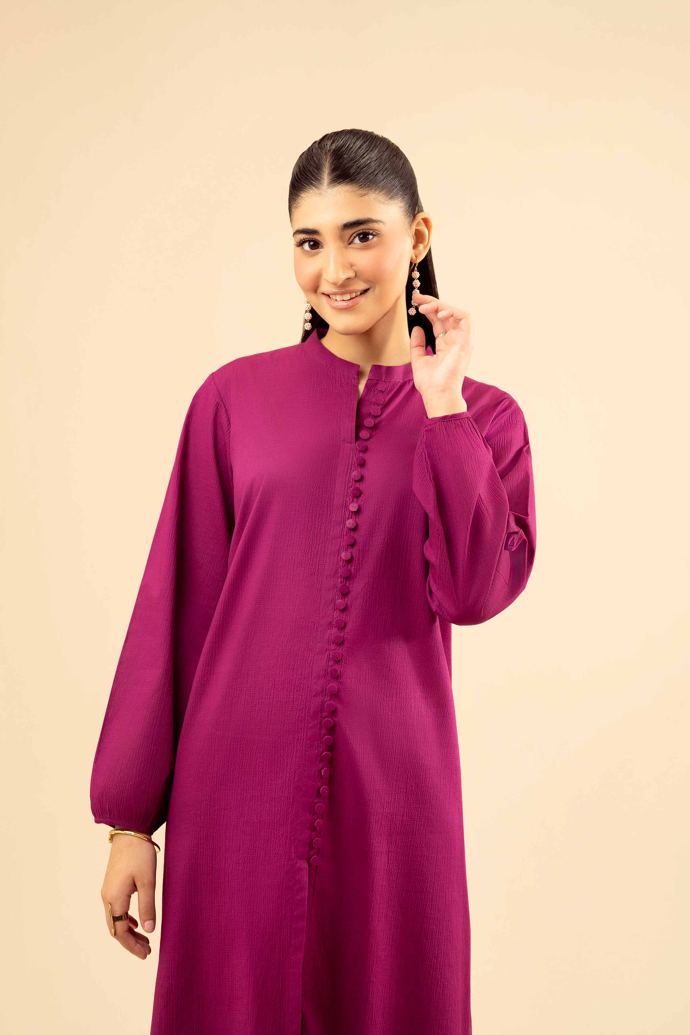 NishatUK - Plum Solids Crush 2-piece ready to wear Dress