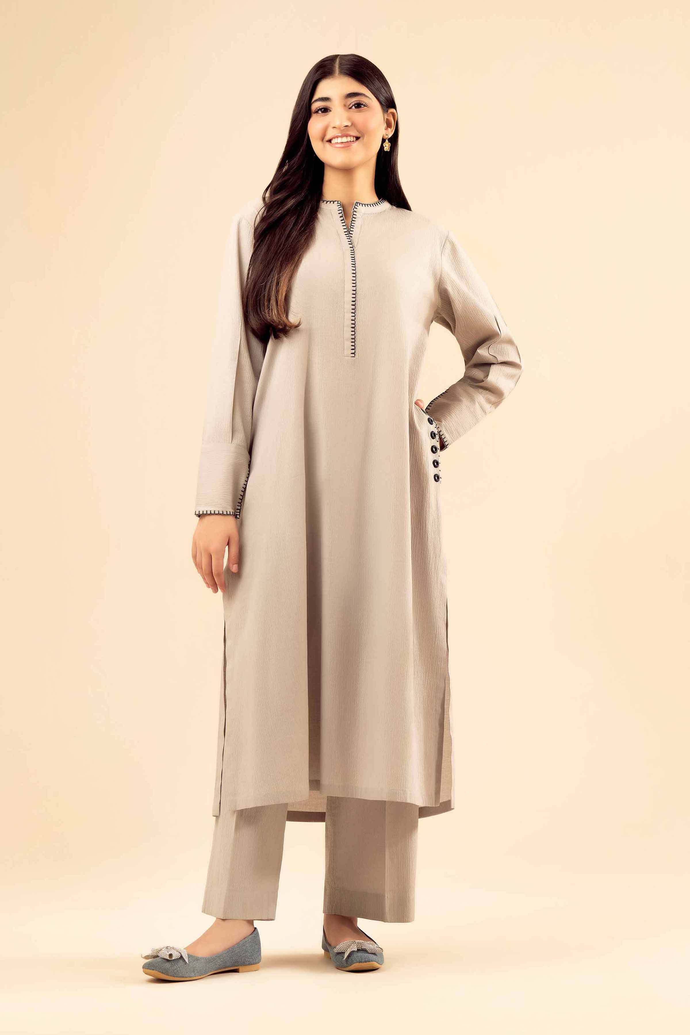 NishatUK - Grey Solids Crush 2-piece ready to wear Dress
