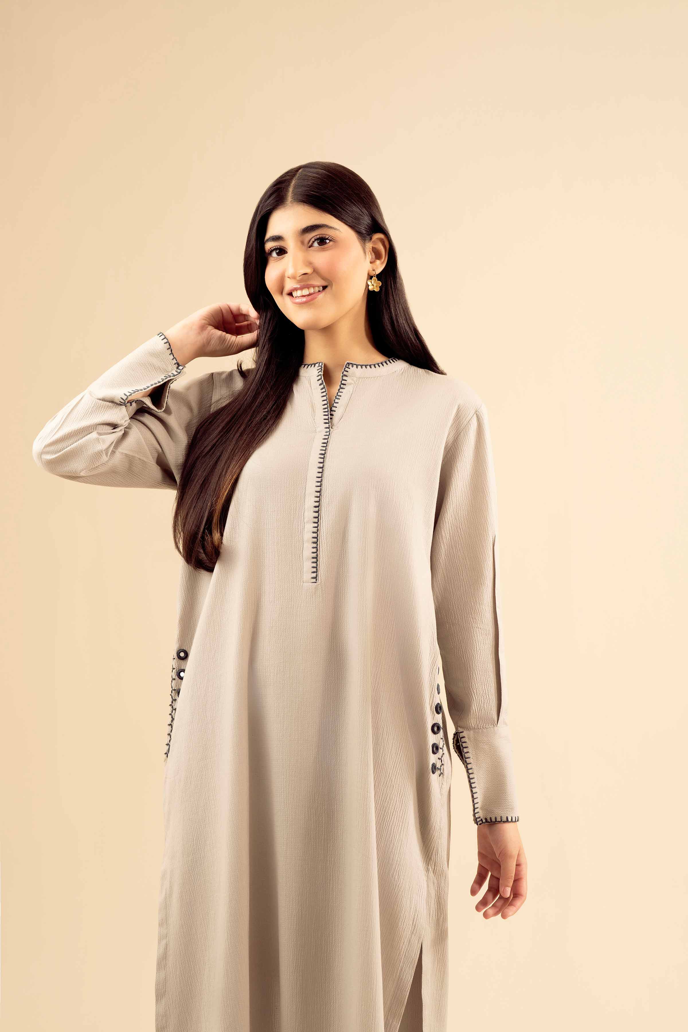 NishatUK - Grey Solids Crush 2-piece ready to wear Dress