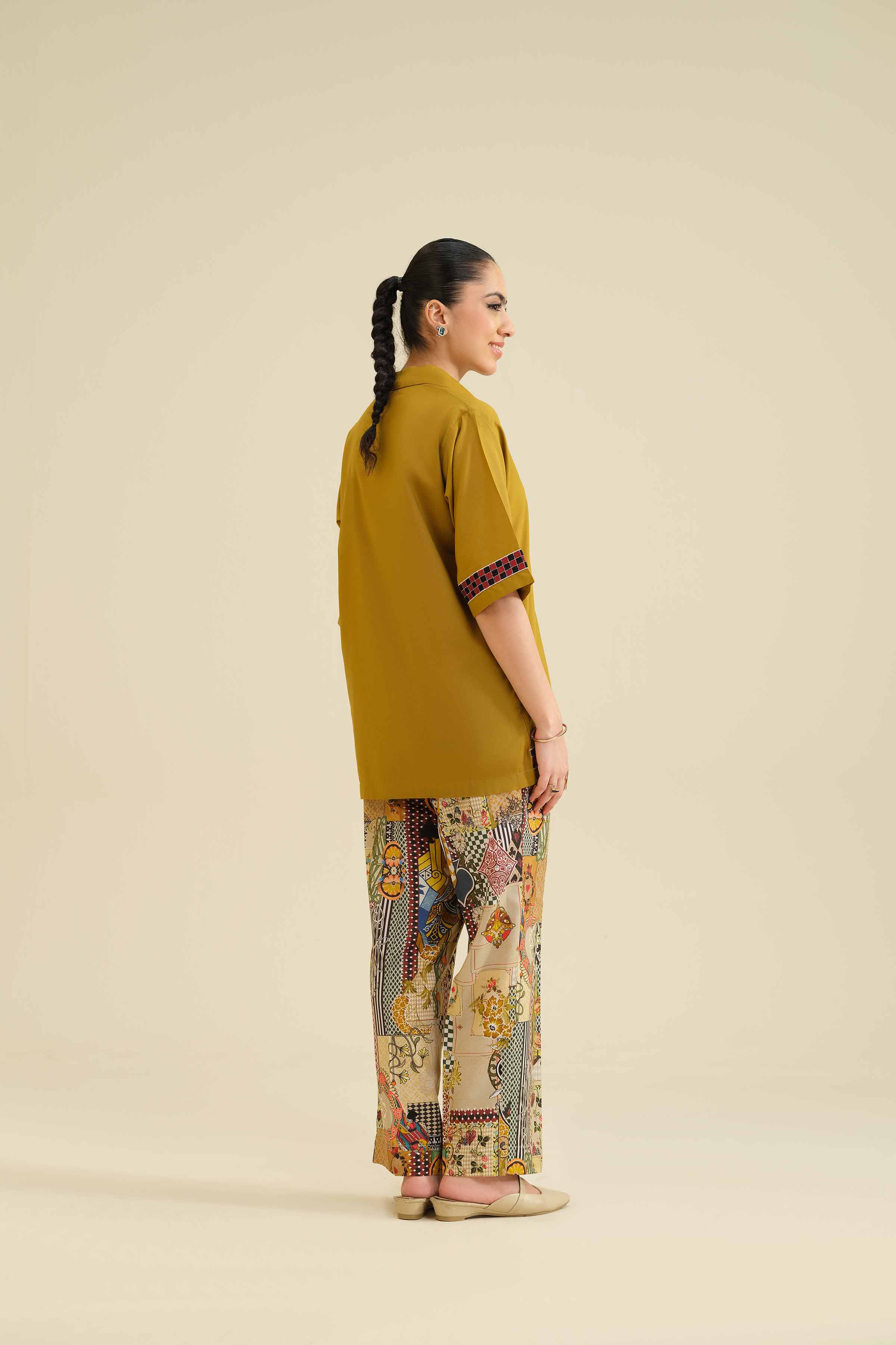 NishatUK - Mustard Embroidered Tropical 2-piece ready to wear Dress