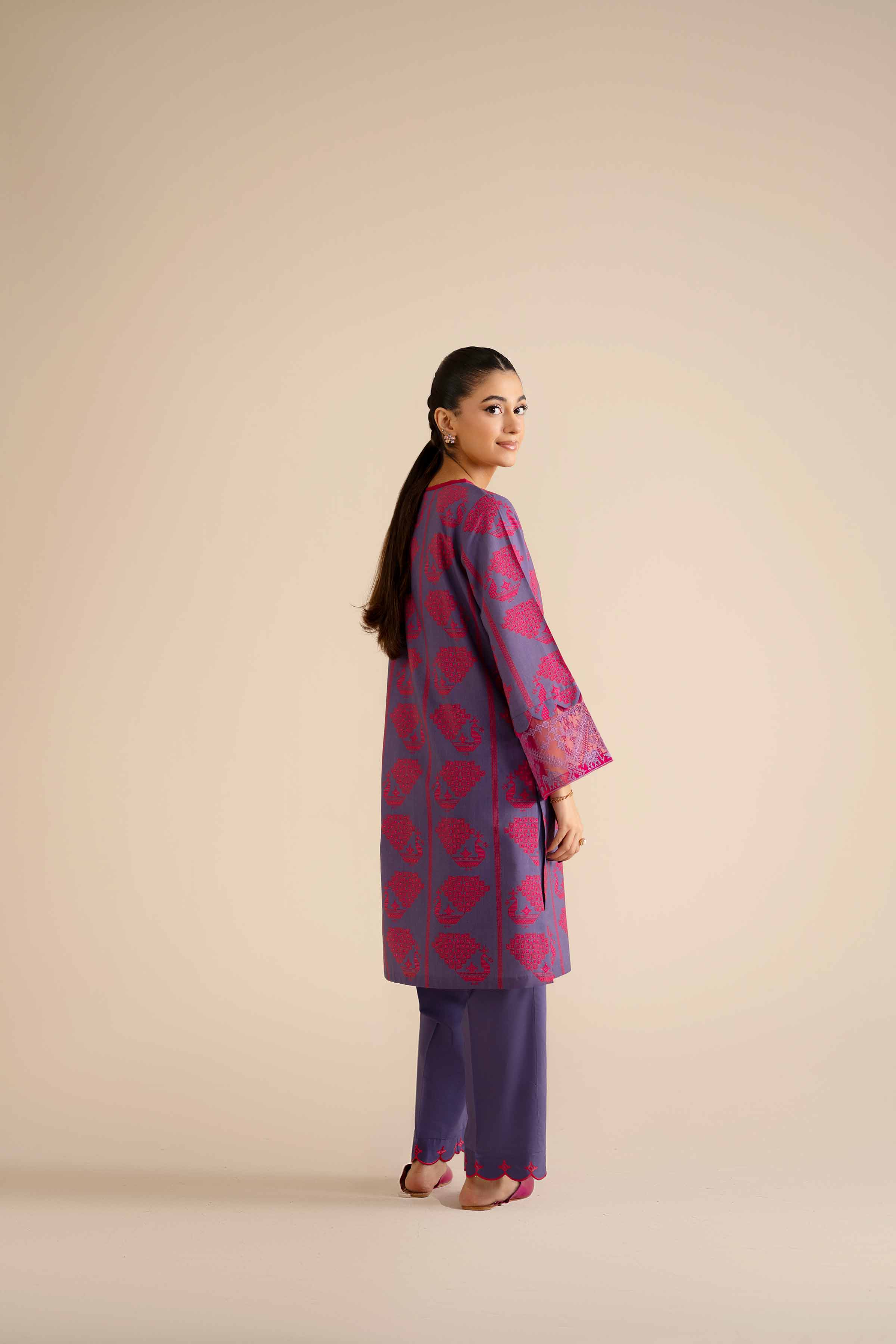 NishatUK - Purple Embroidered Tropical 2-piece ready to wear Dress