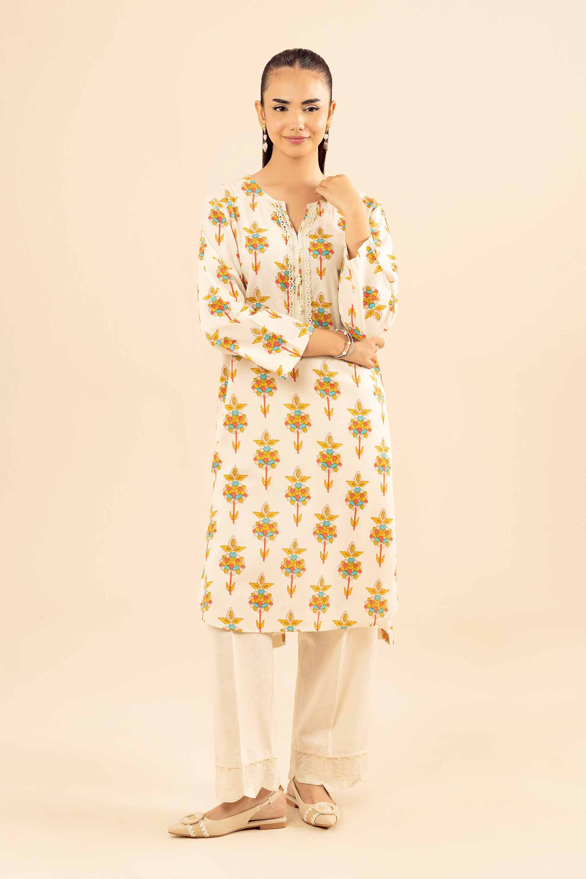NishatUK - Off White Embroidered Karandi 2-piece ready to wear Dress
