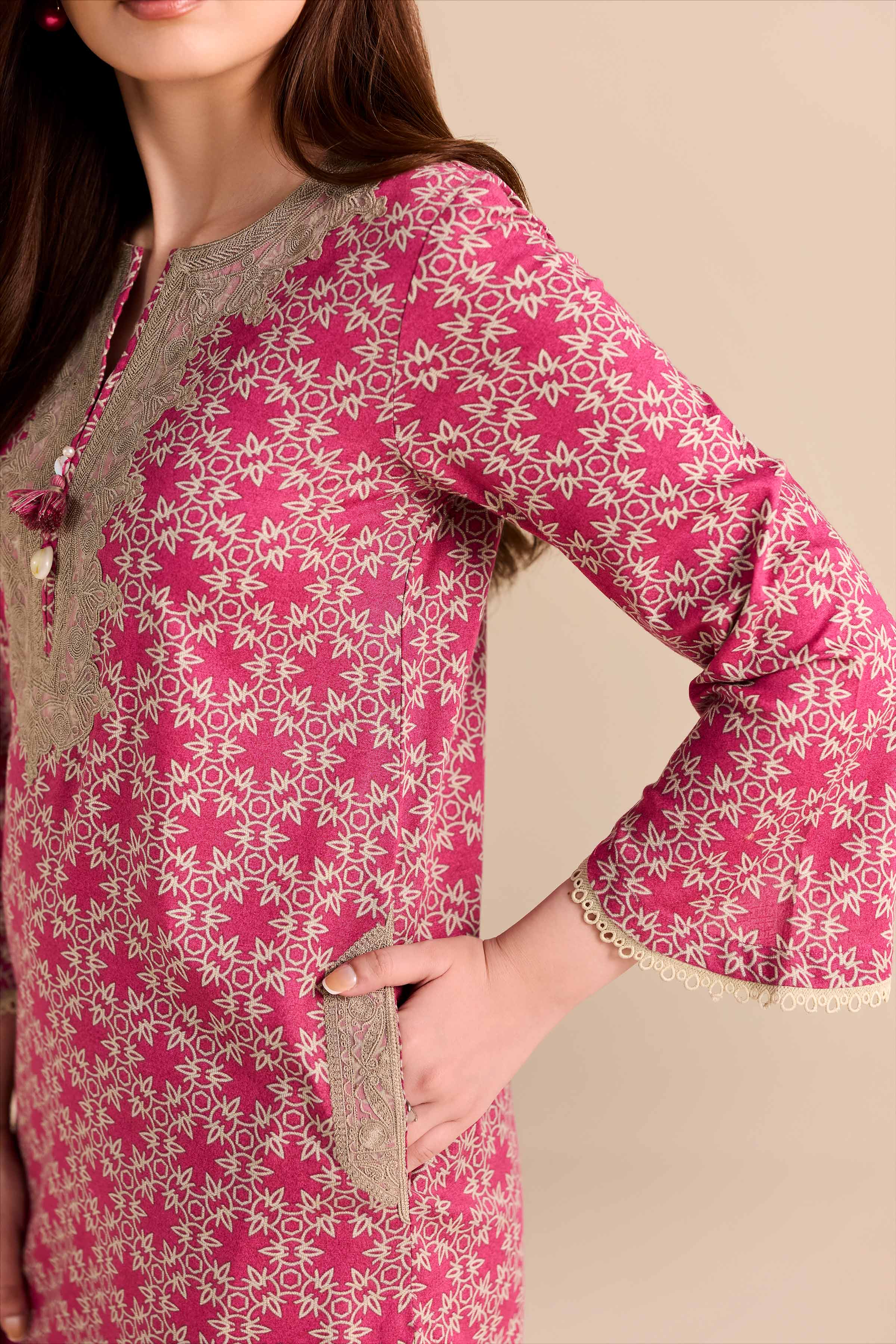 NishatUK - Pink Embroidered Karandi 2-piece ready to wear Dress