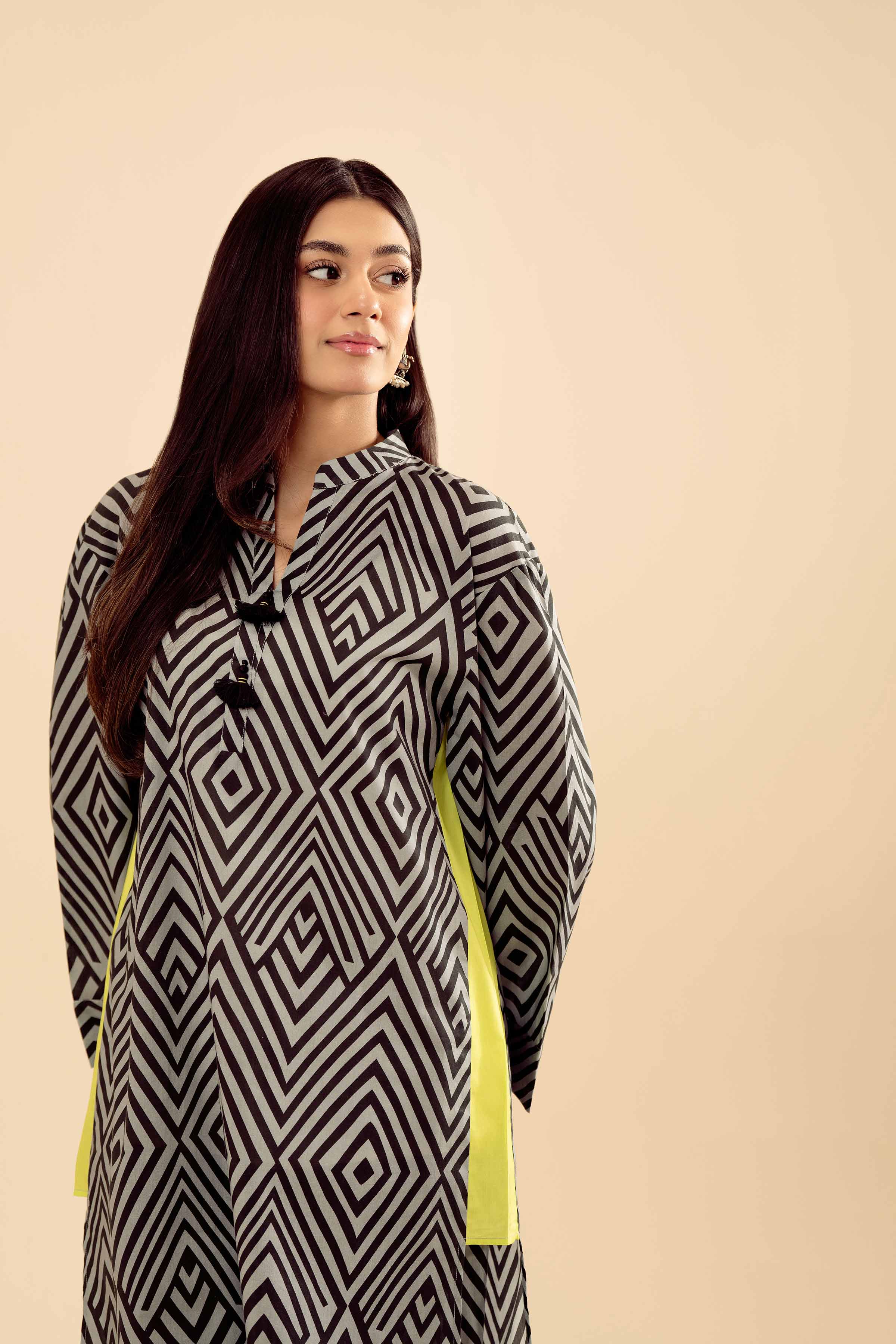 NishatUK - Grey Printed Cambric 2-piece ready to wear Dress