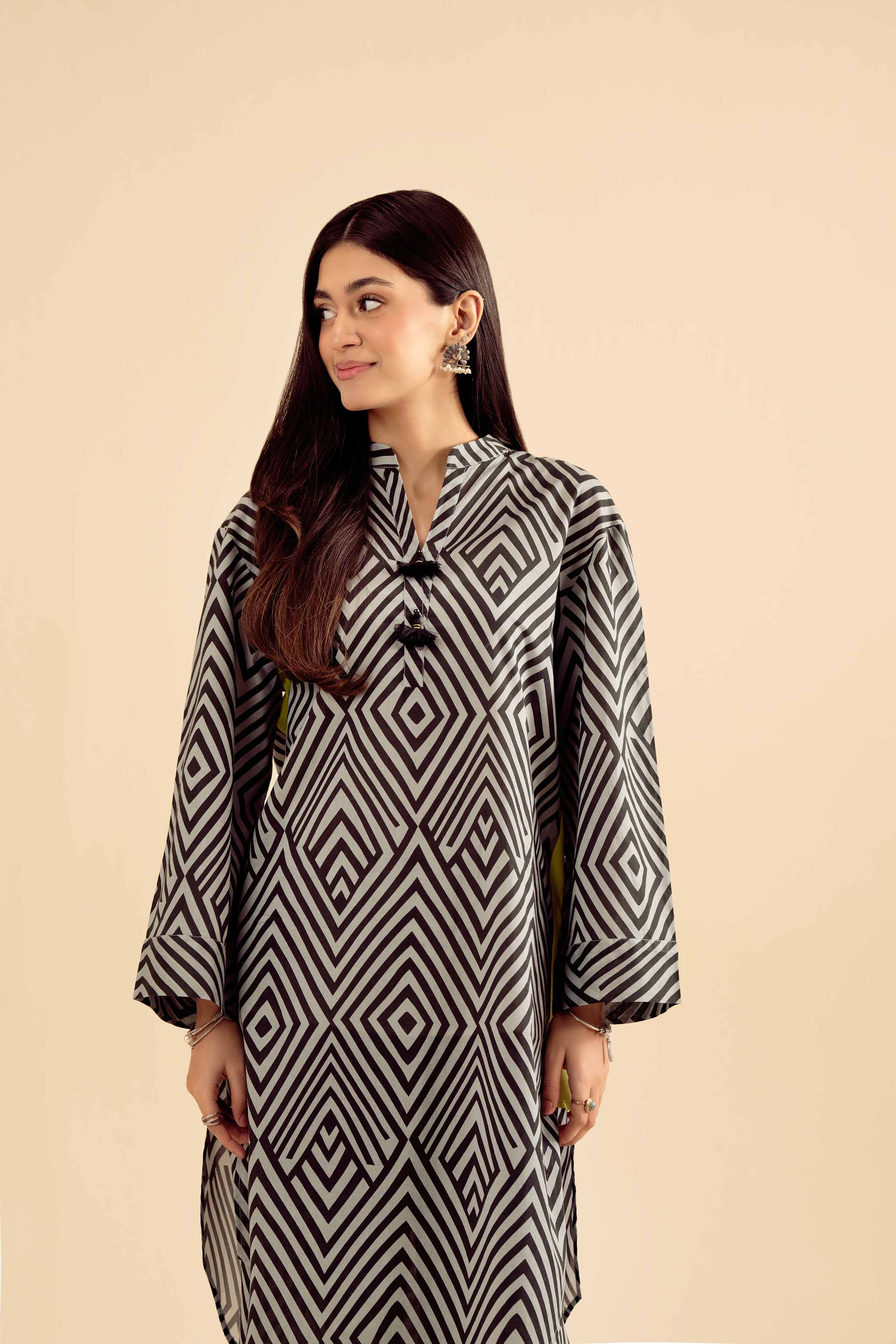 NishatUK - Grey Printed Cambric 2-piece ready to wear Dress