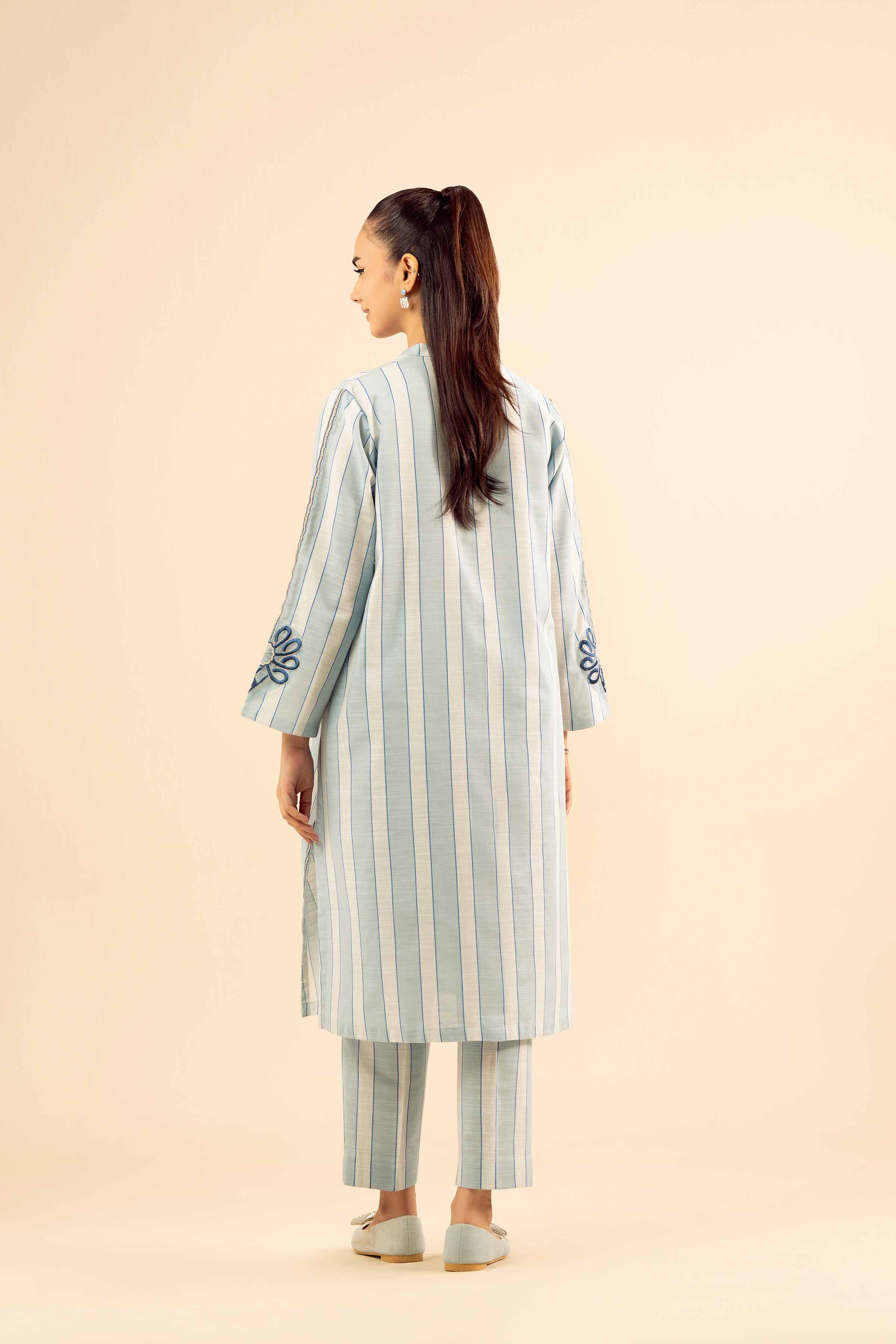 NishatUK - Blue Embroidered Khaddar 2-piece ready to wear Dress