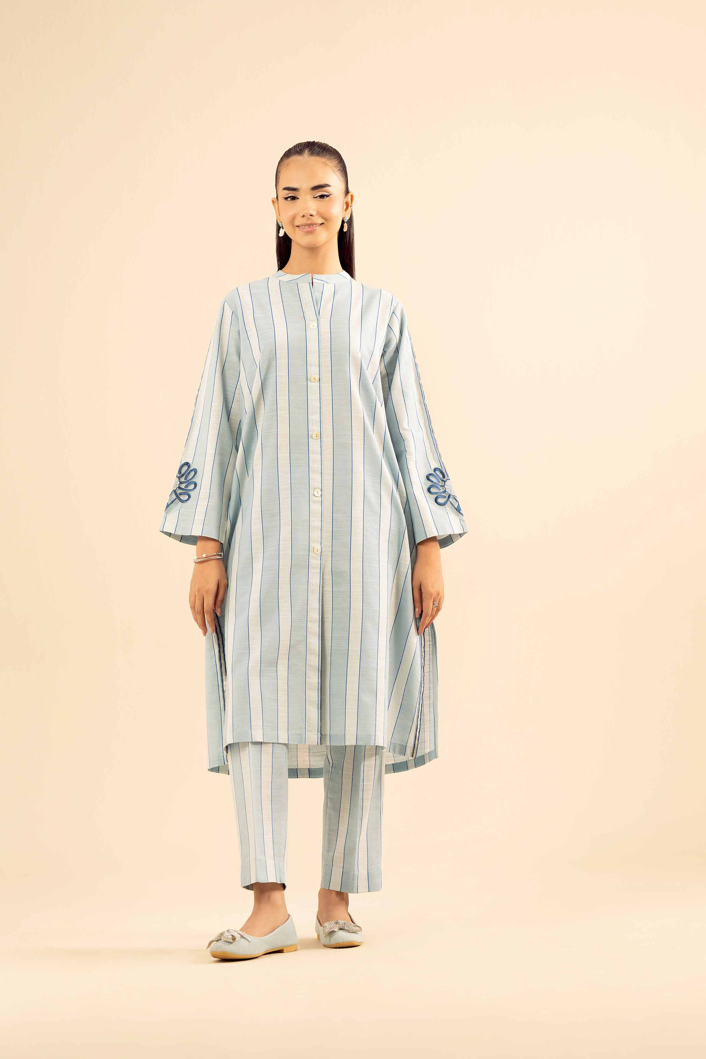 NishatUK - Blue Embroidered Khaddar 2-piece ready to wear Dress