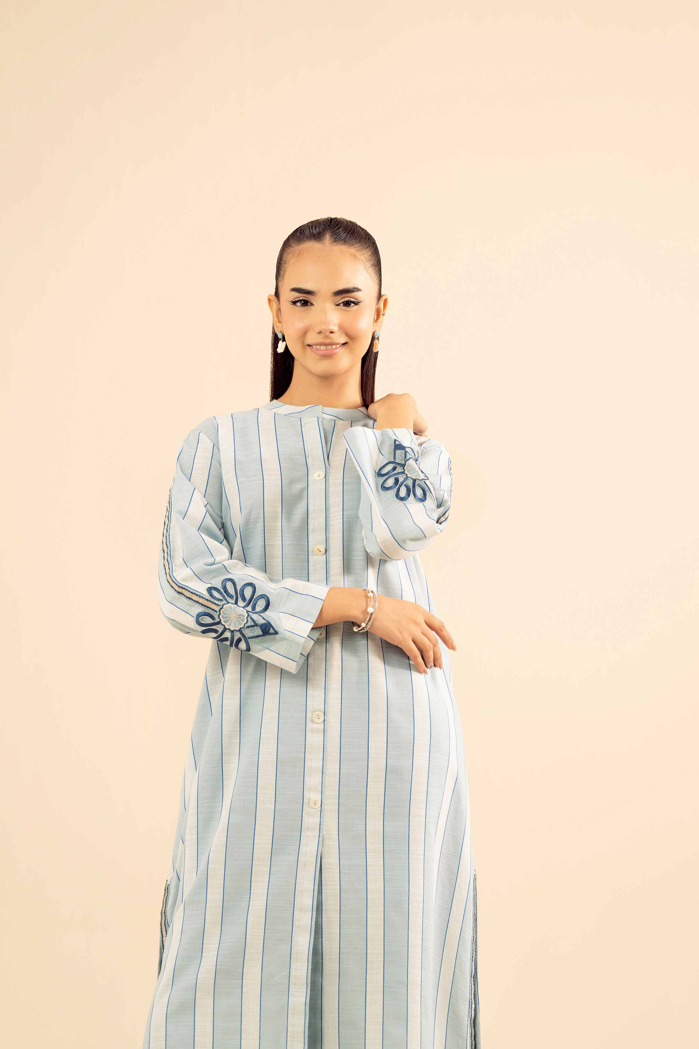 NishatUK - Blue Embroidered Khaddar 2-piece ready to wear Dress