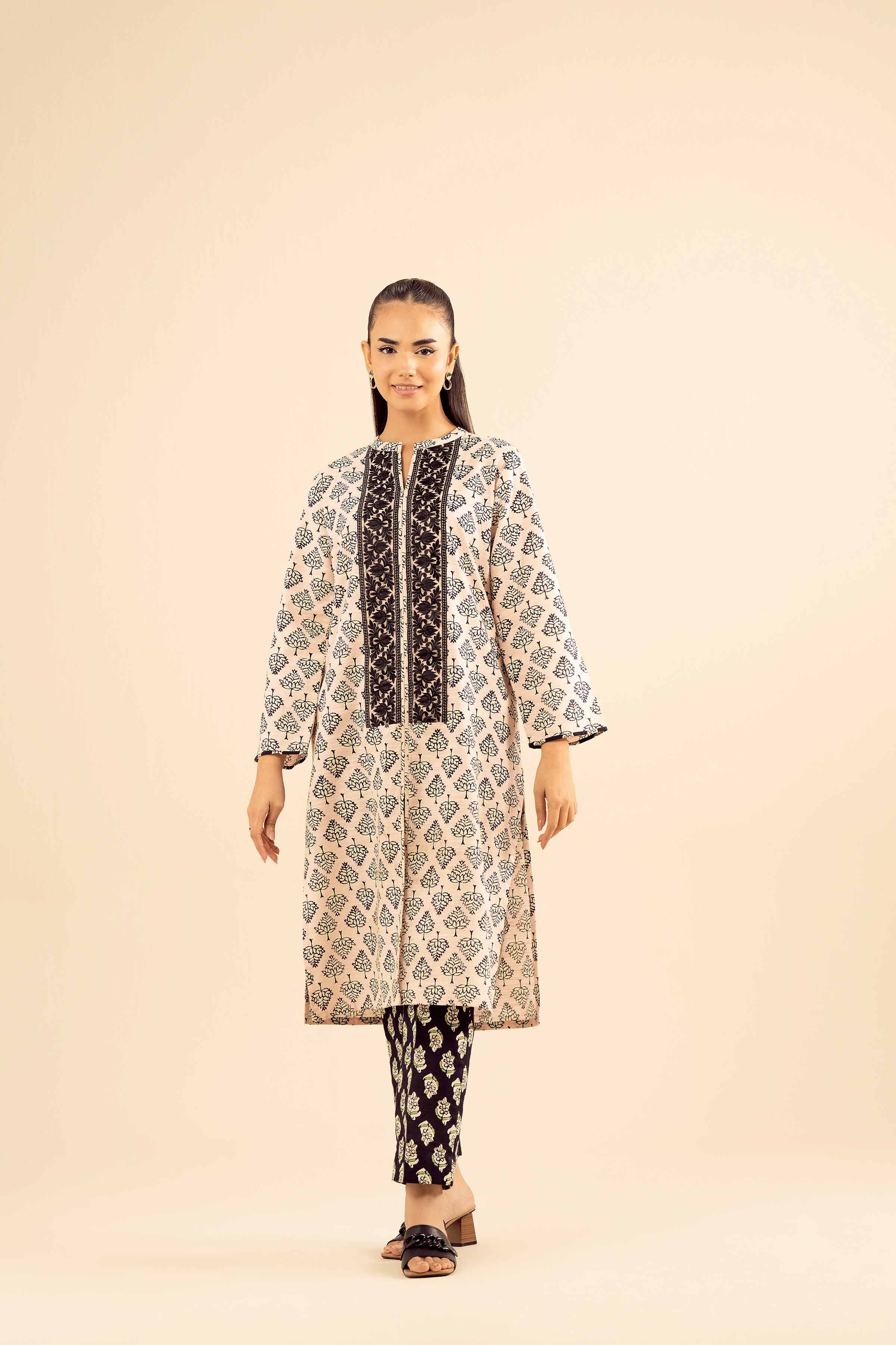 NishatUK - Pink Embroidered Khaddar 2-piece ready to wear Dress