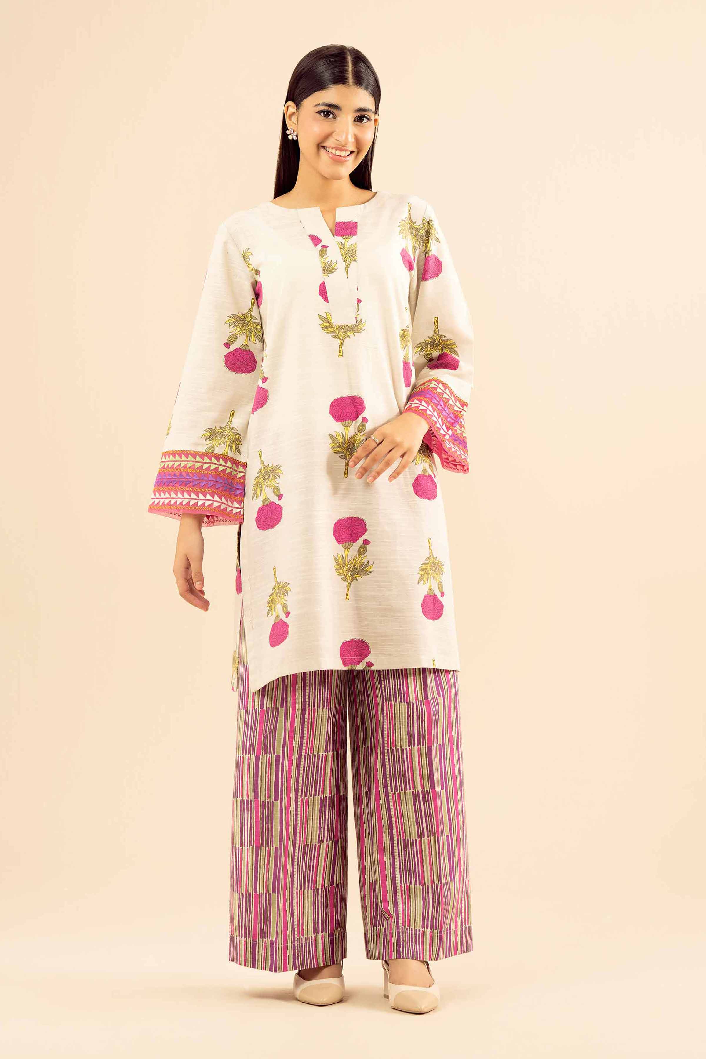 NishatUK - Off White Embroidered Khaddar 2-piece ready to wear Dress