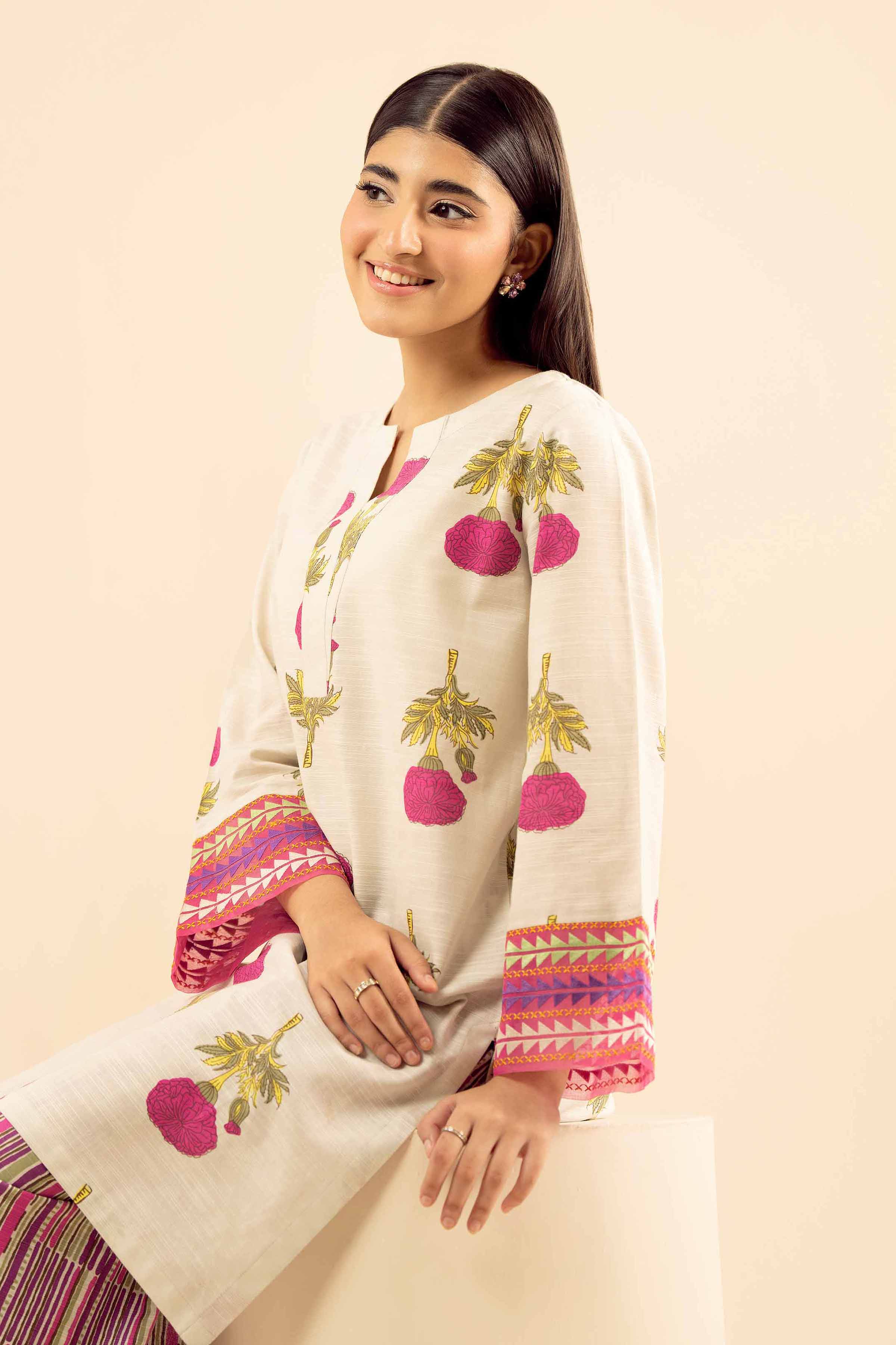 NishatUK - Off White Embroidered Khaddar 2-piece ready to wear Dress