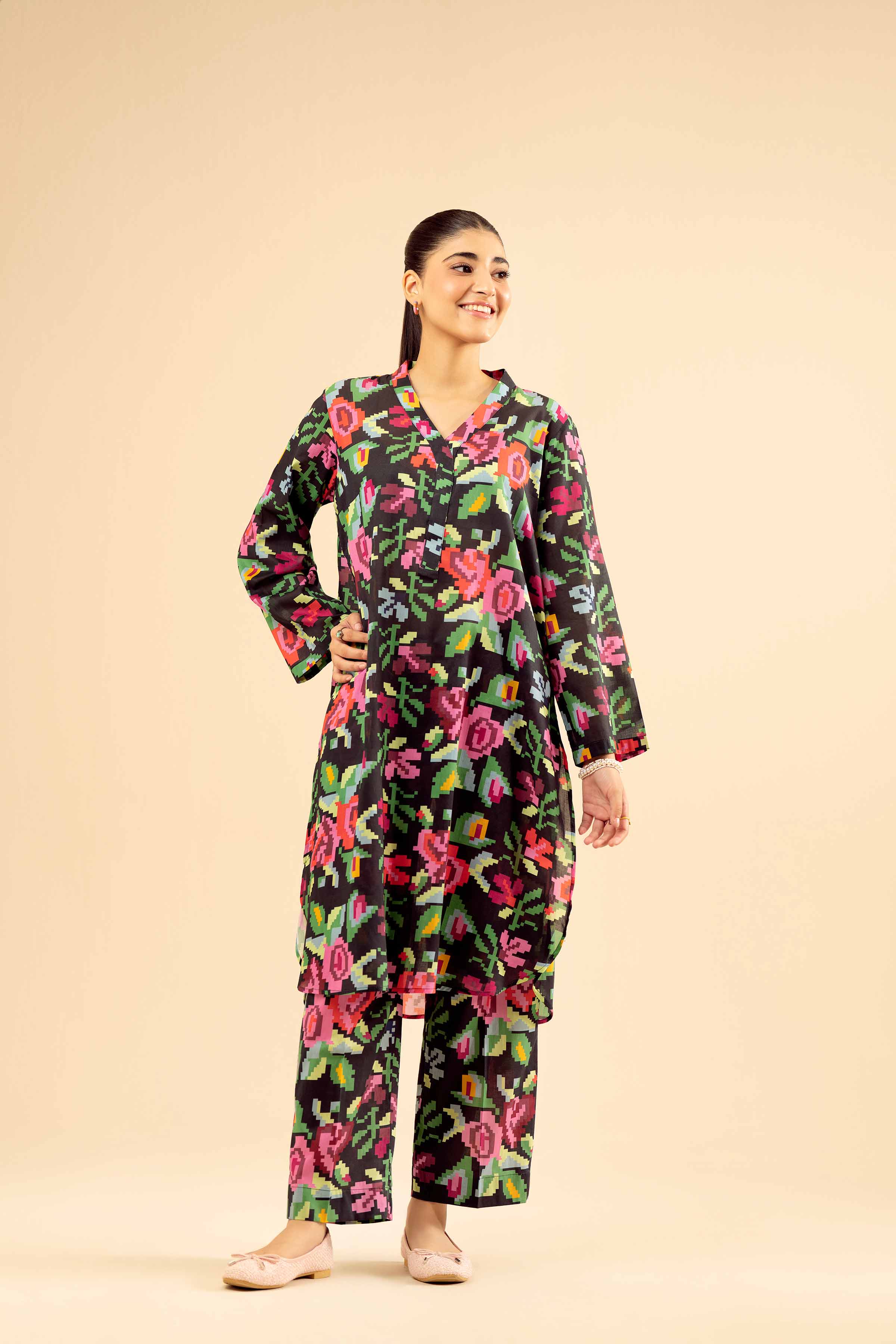 NishatUK - Multi Printed Cambric 2-piece ready to wear Dress