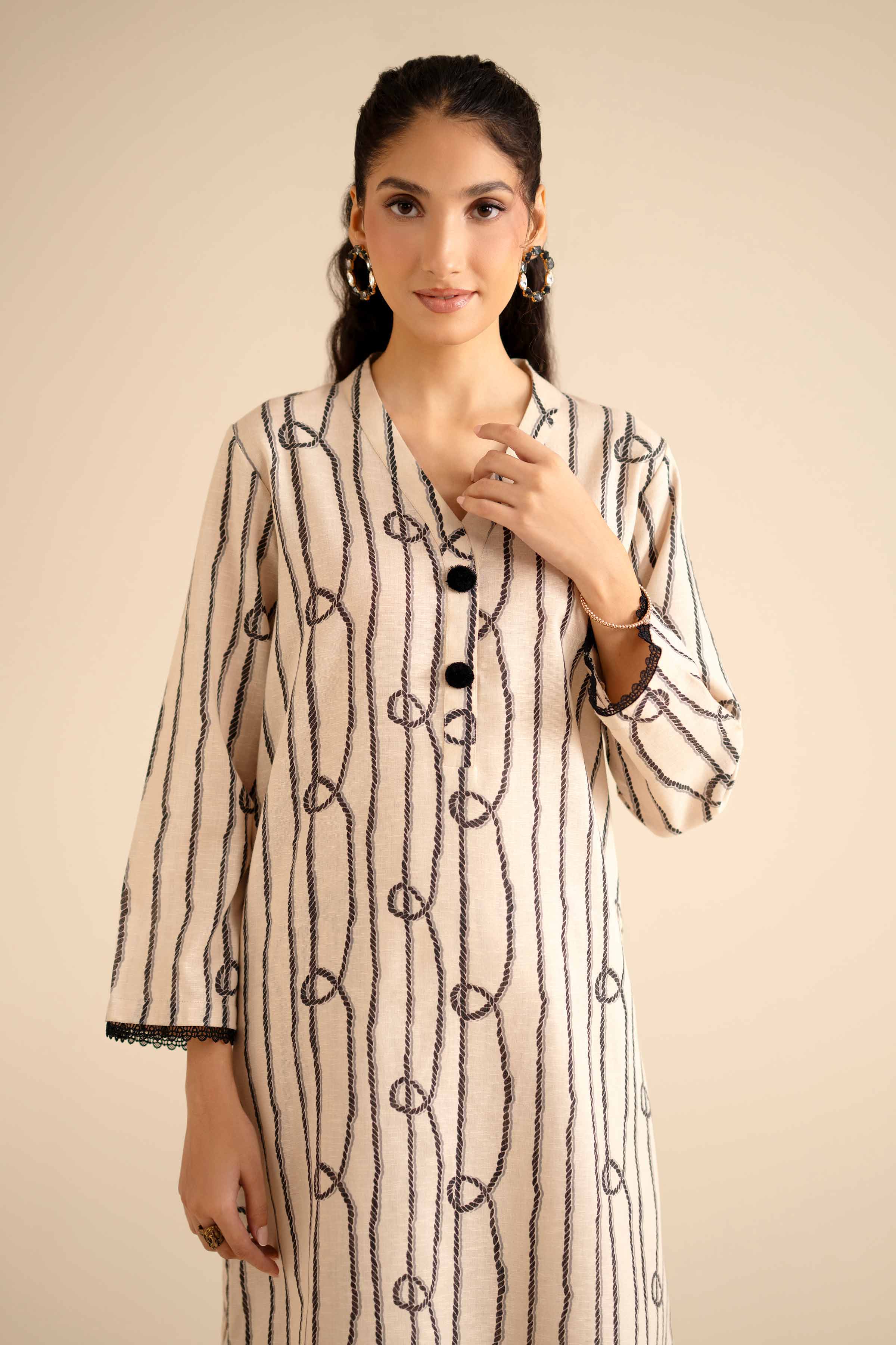 NishatUK - Off White Printed Karandi 2-piece ready to wear Dress