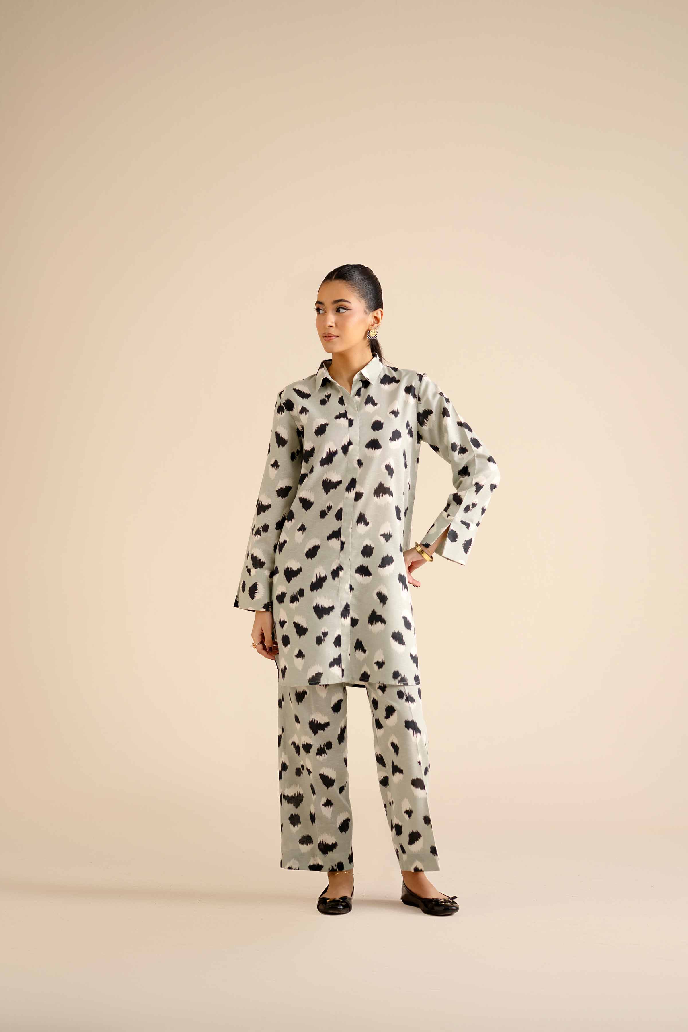 NishatUK - Green Printed Karandi 2-piece ready to wear Dress