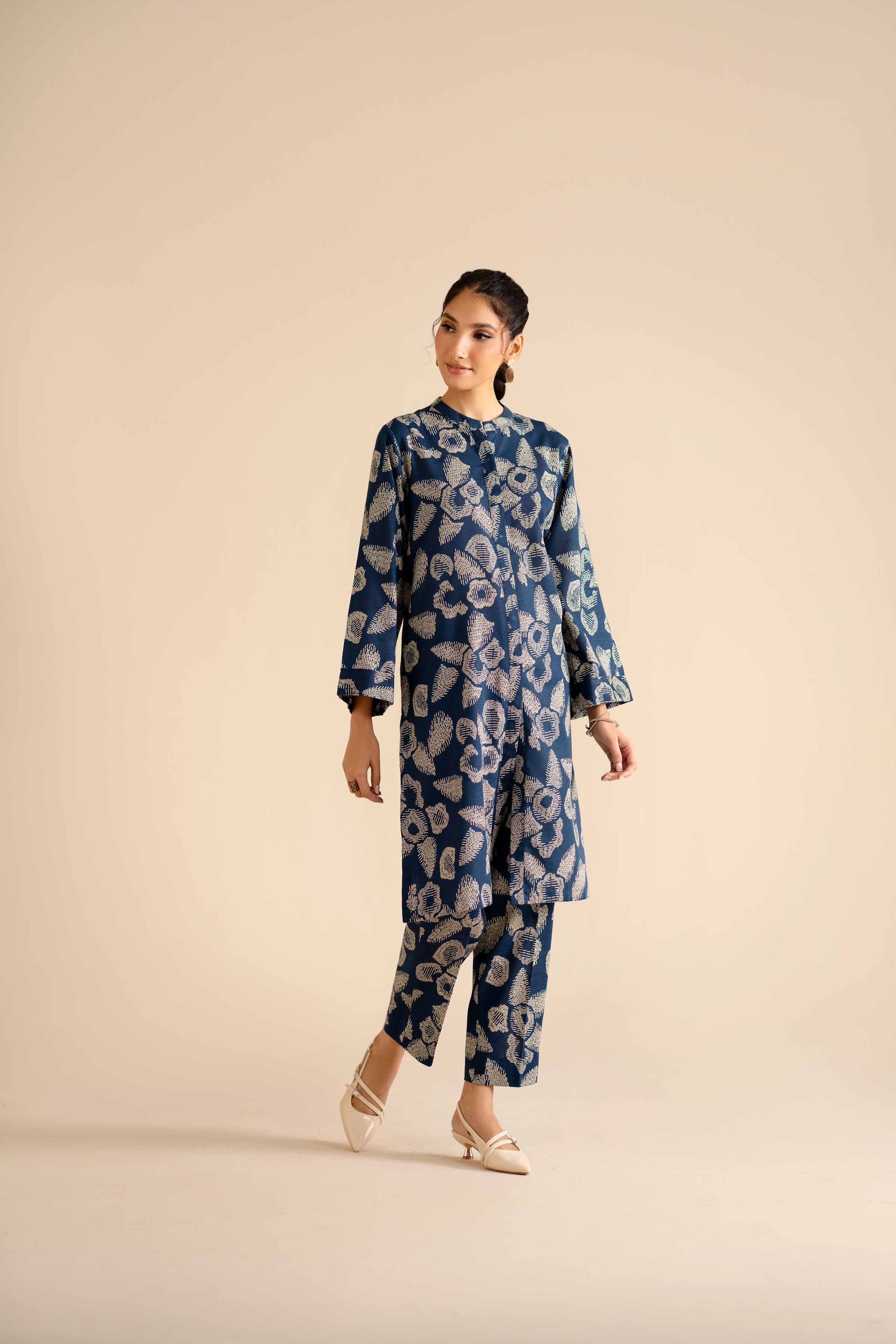 NishatUK - Blue Printed Karandi 2-piece ready to wear Dress