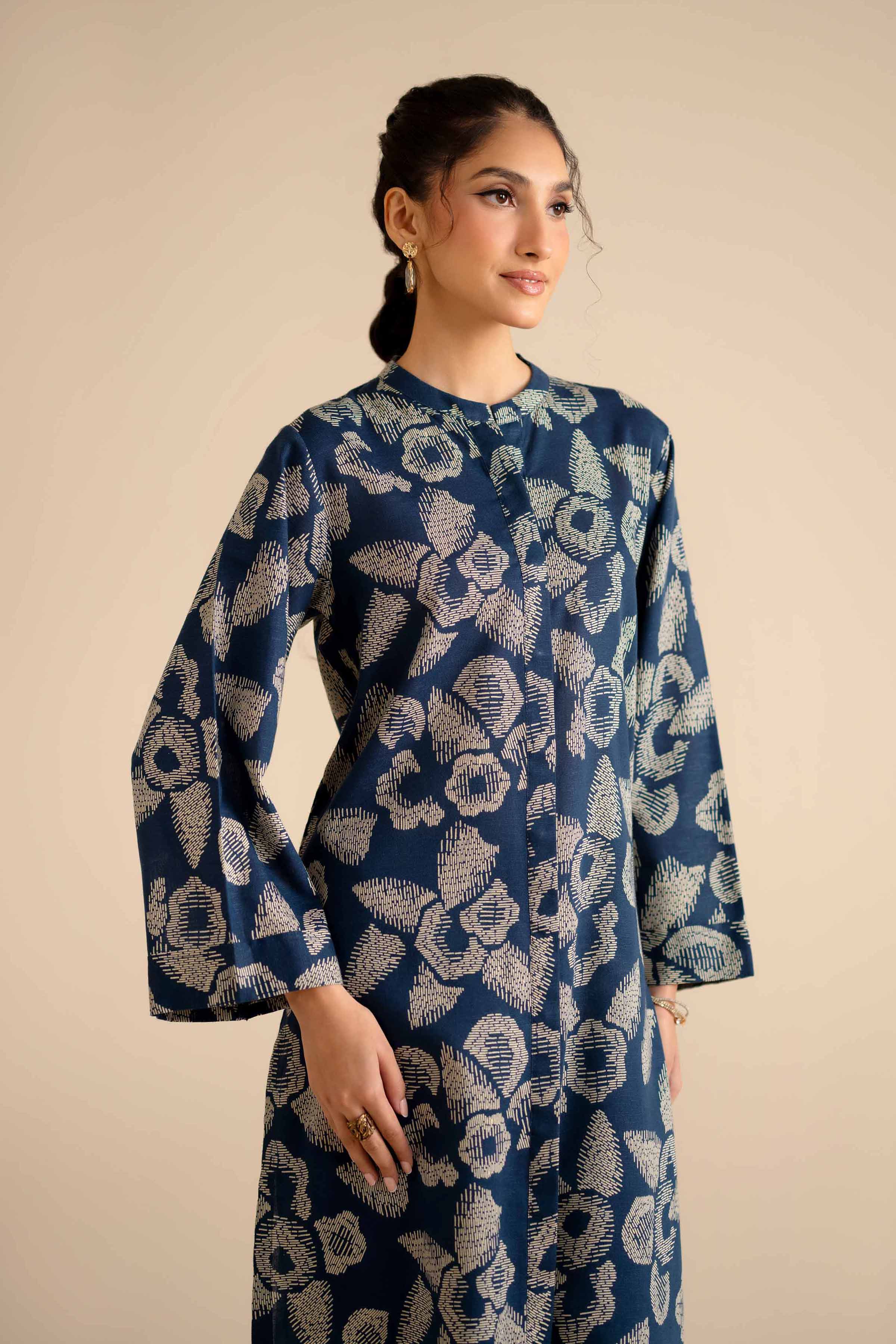 NishatUK - Blue Printed Karandi 2-piece ready to wear Dress