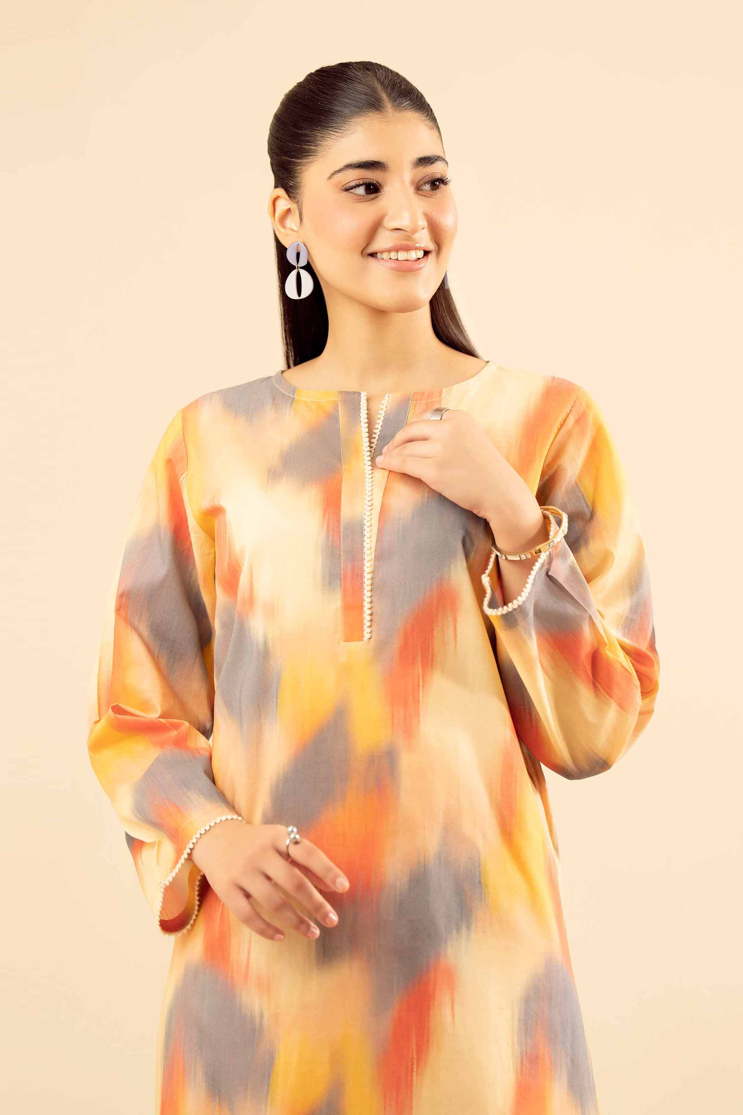 NishatUK - Beige Printed Cambric 2-piece ready to wear Dress