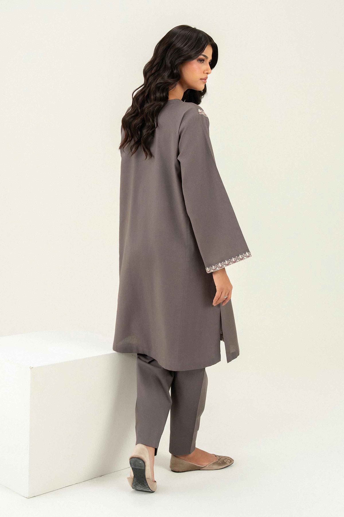 Nishat UK - Grey Embroidered Cotton 2 Pieces ready to wear