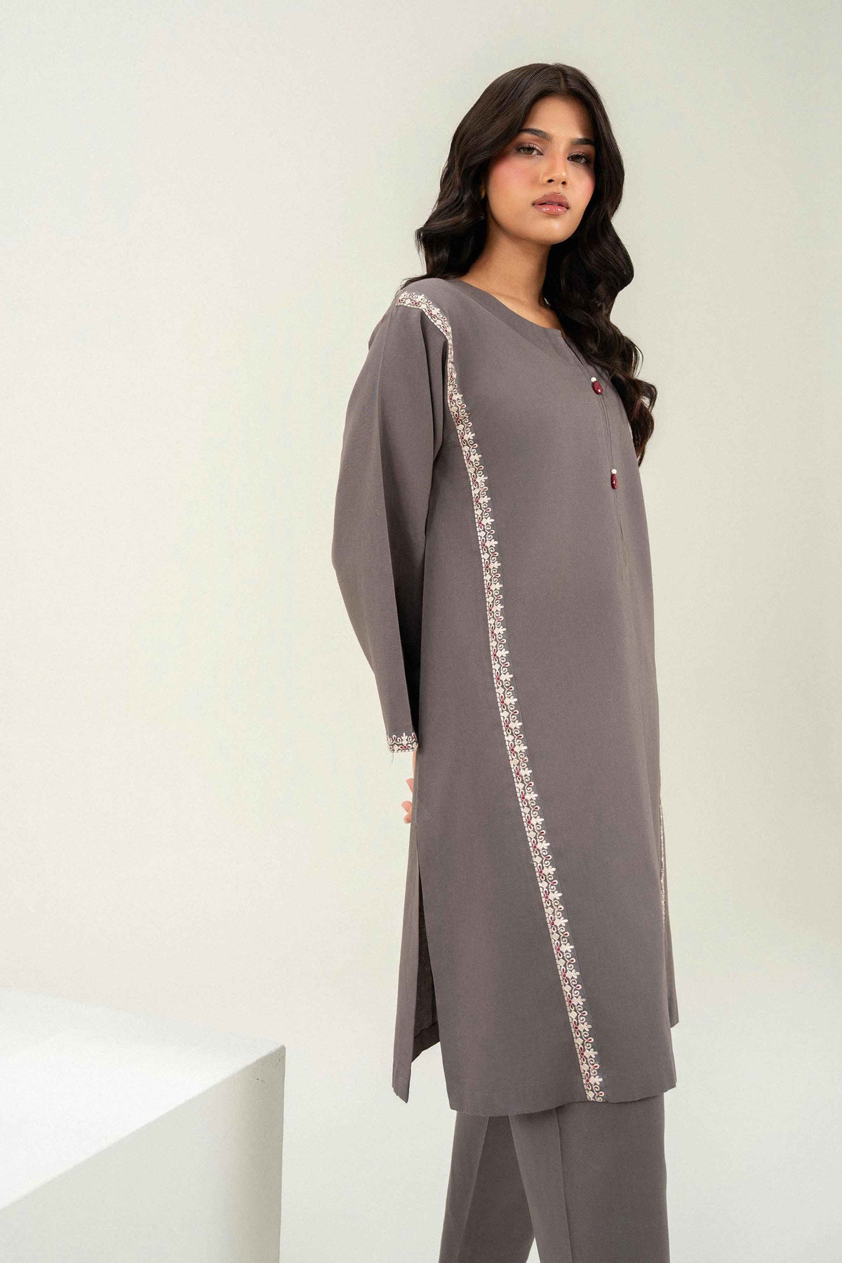 Nishat UK - Grey Embroidered Cotton 2 Pieces ready to wear