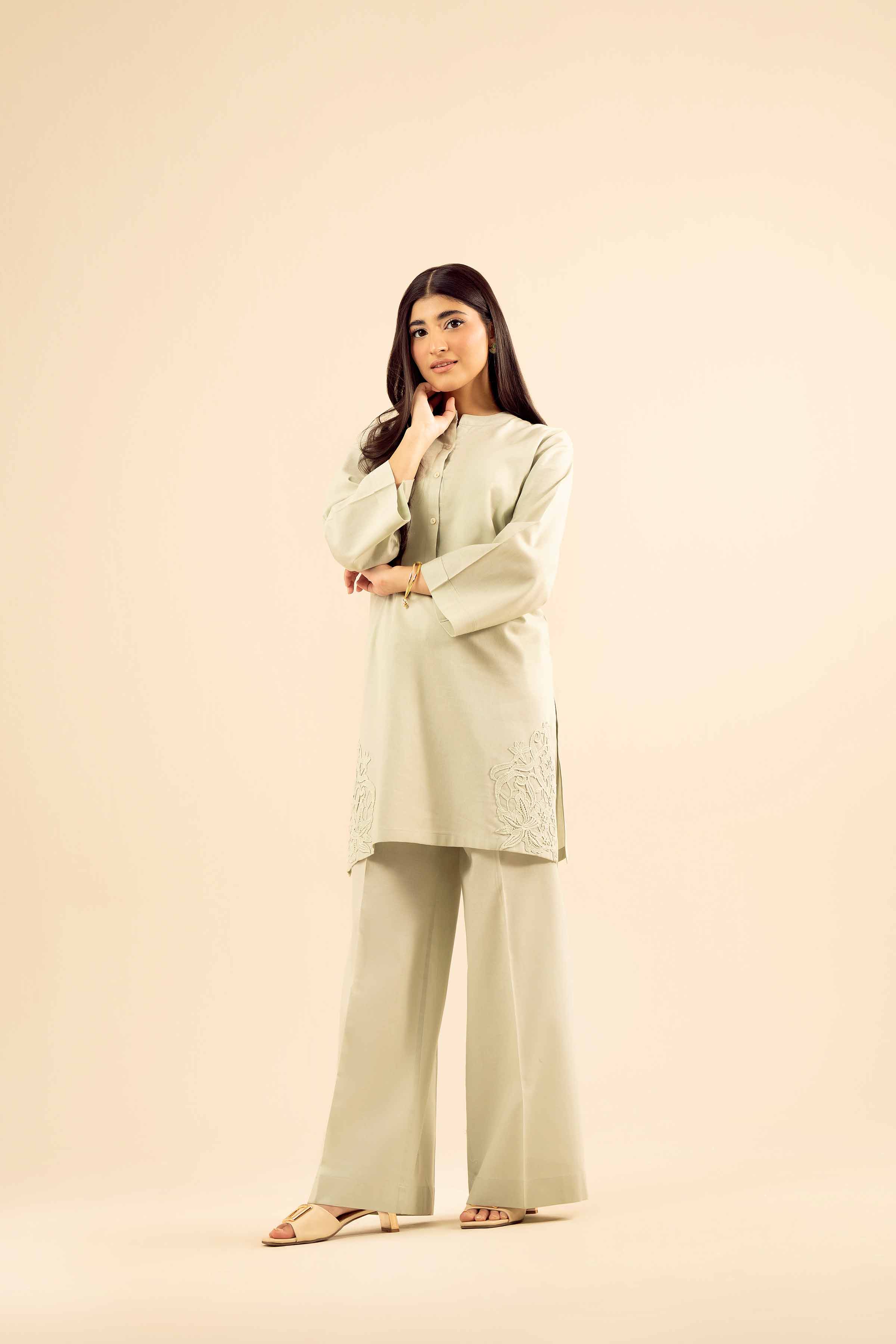 NishatUK - Sage Solids Cotton 2-piece ready to wear Dress