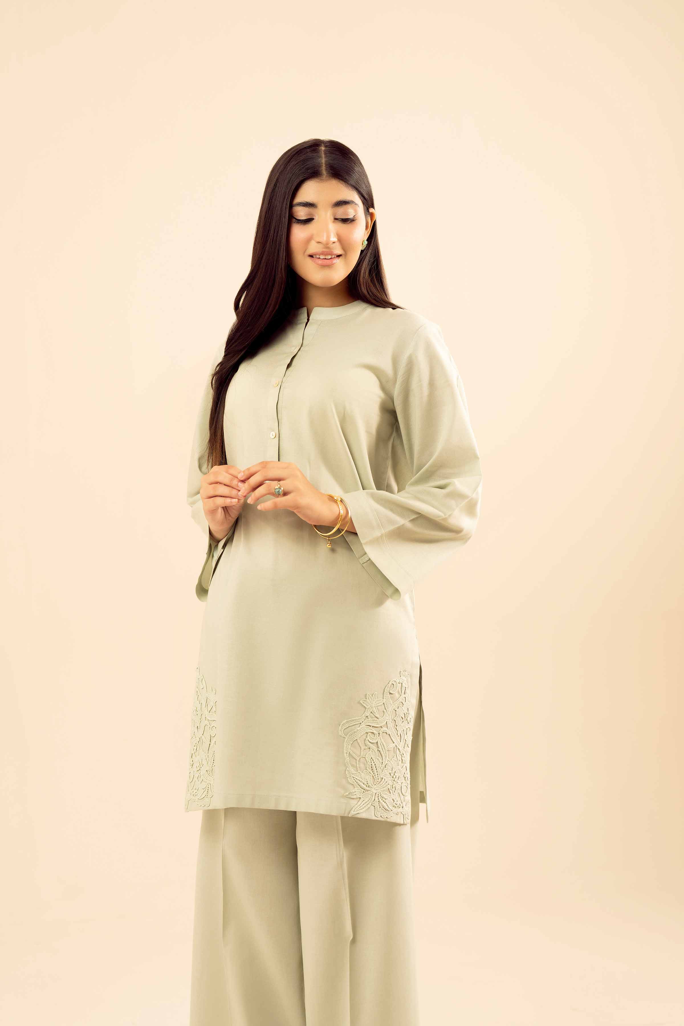NishatUK - Sage Solids Cotton 2-piece ready to wear Dress