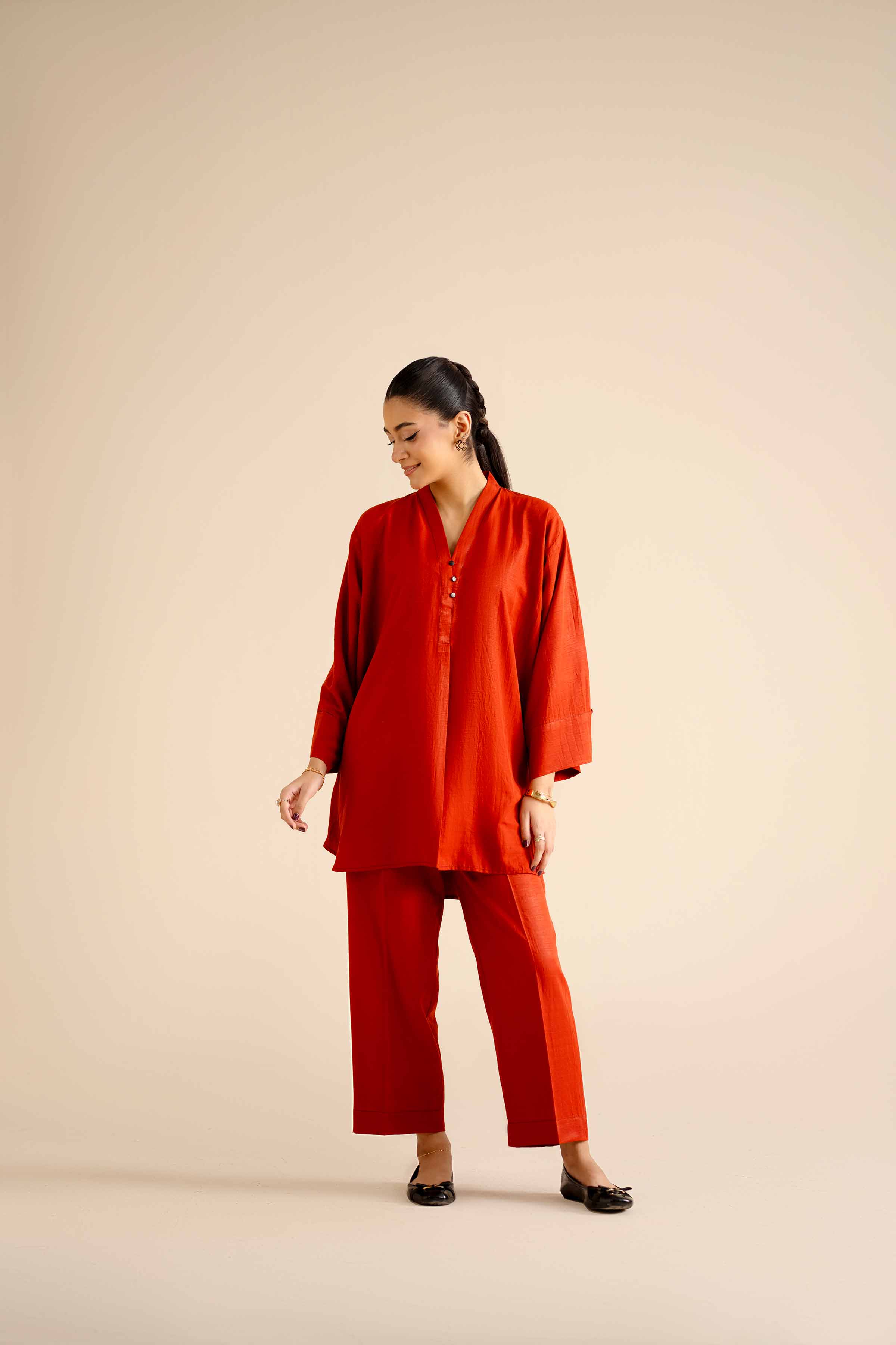 NishatUK - Rust Solids Silk 2-piece ready to wear Dress