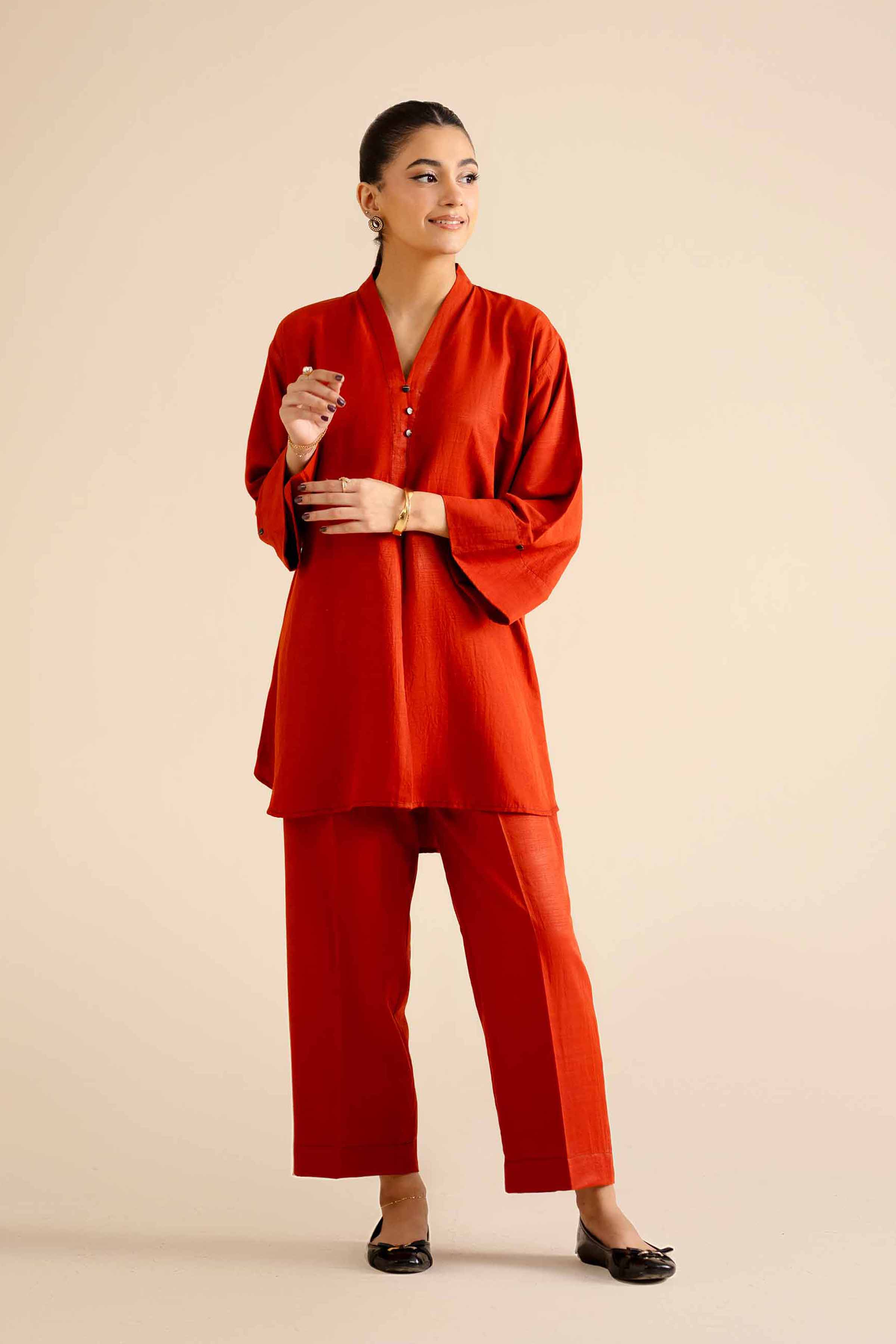 NishatUK - Rust Solids Silk 2-piece ready to wear Dress