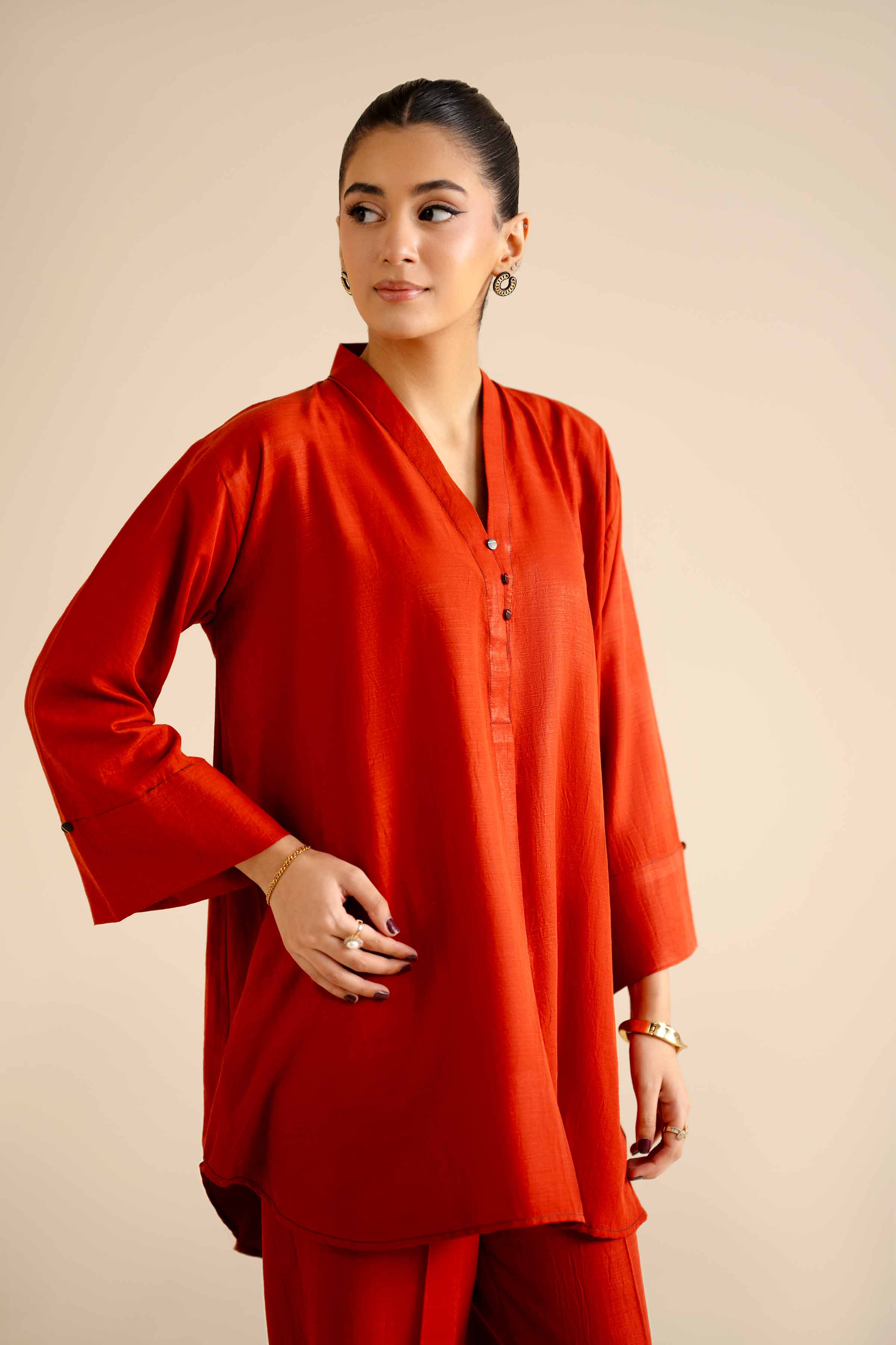 NishatUK - Rust Solids Silk 2-piece ready to wear Dress