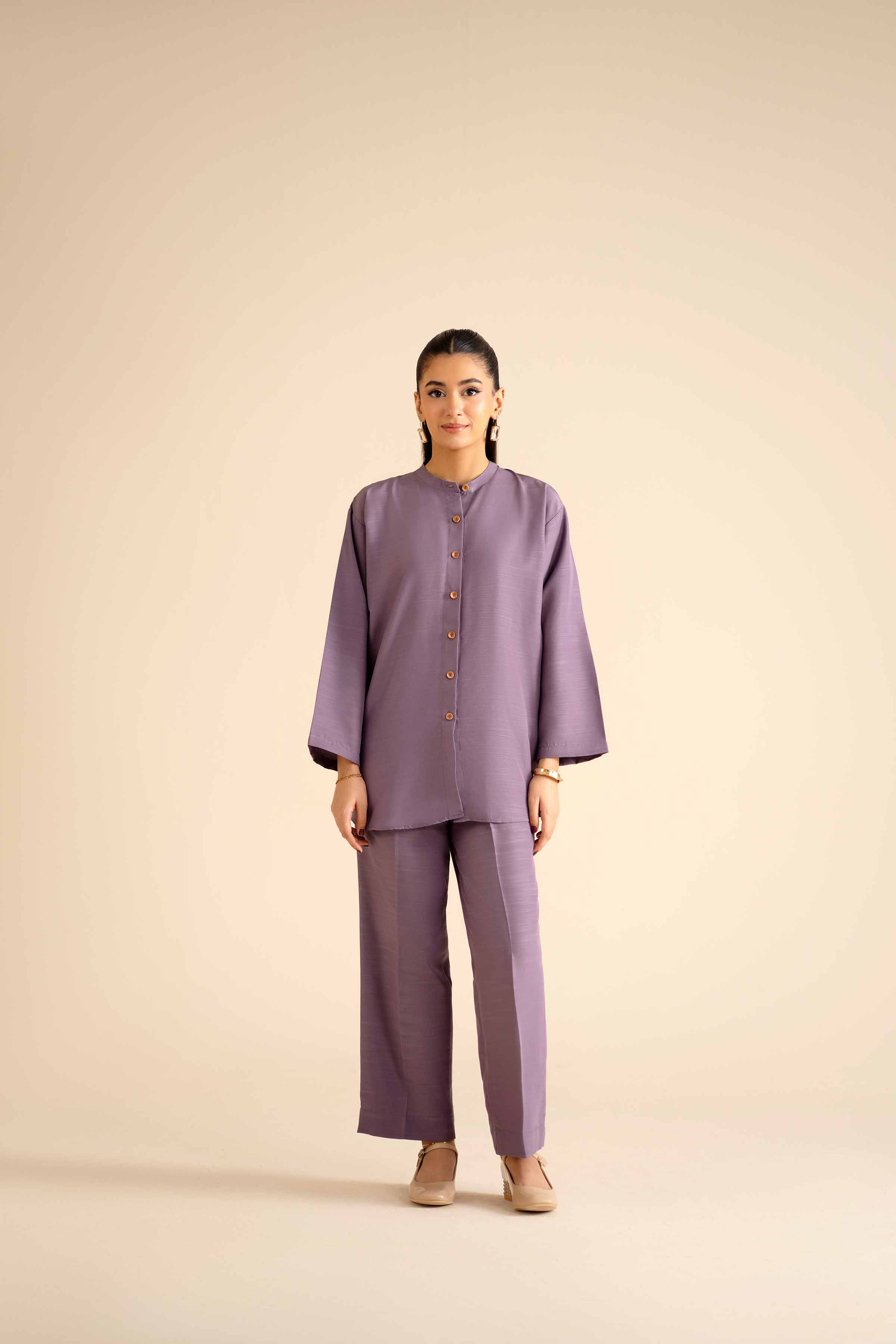 NishatUK - Purple Solids Silk 2-piece ready to wear Dress