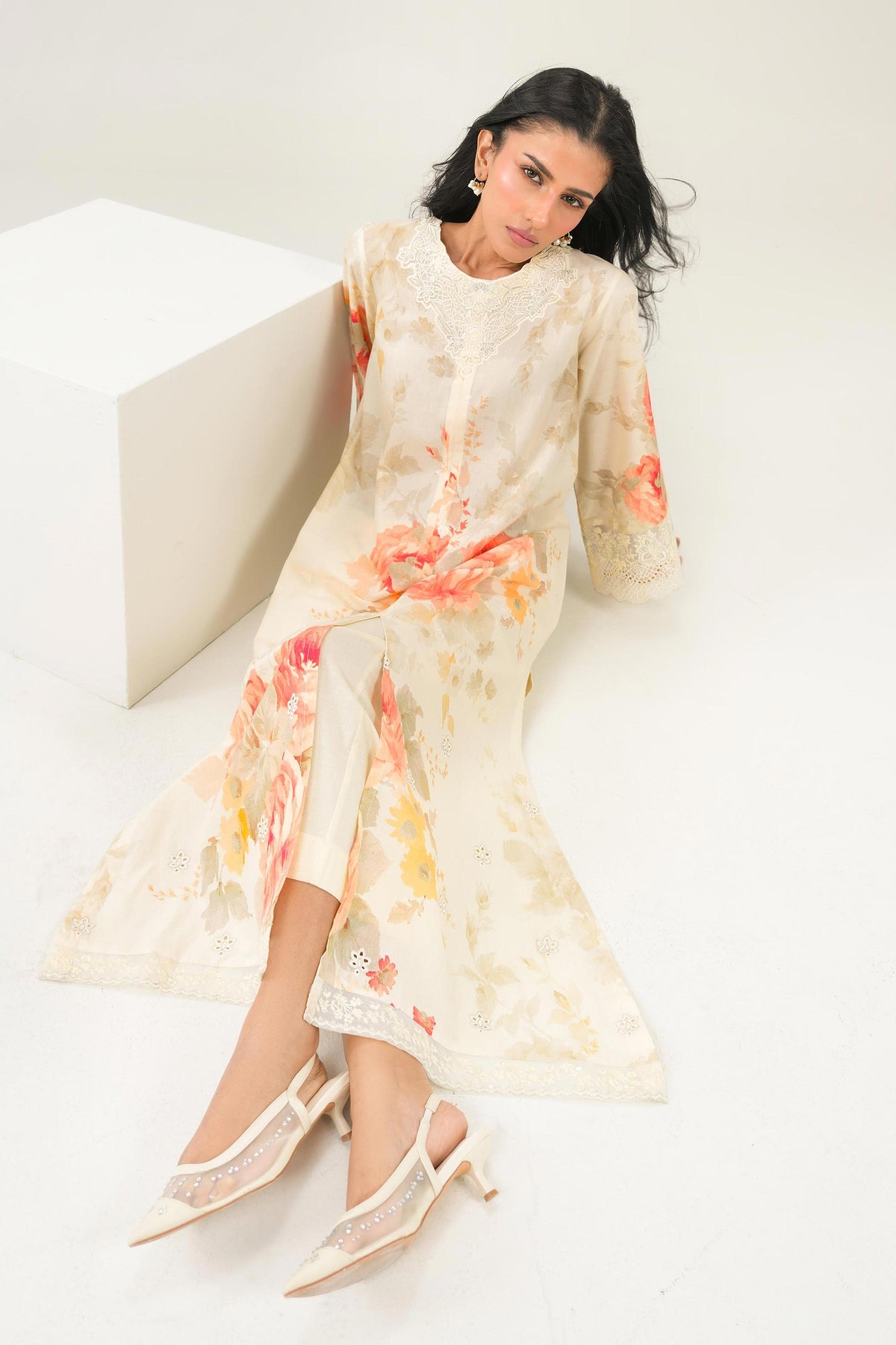 Nishat UK - Yellow Embroidered Gold Slub 2 Pieces ready to wear