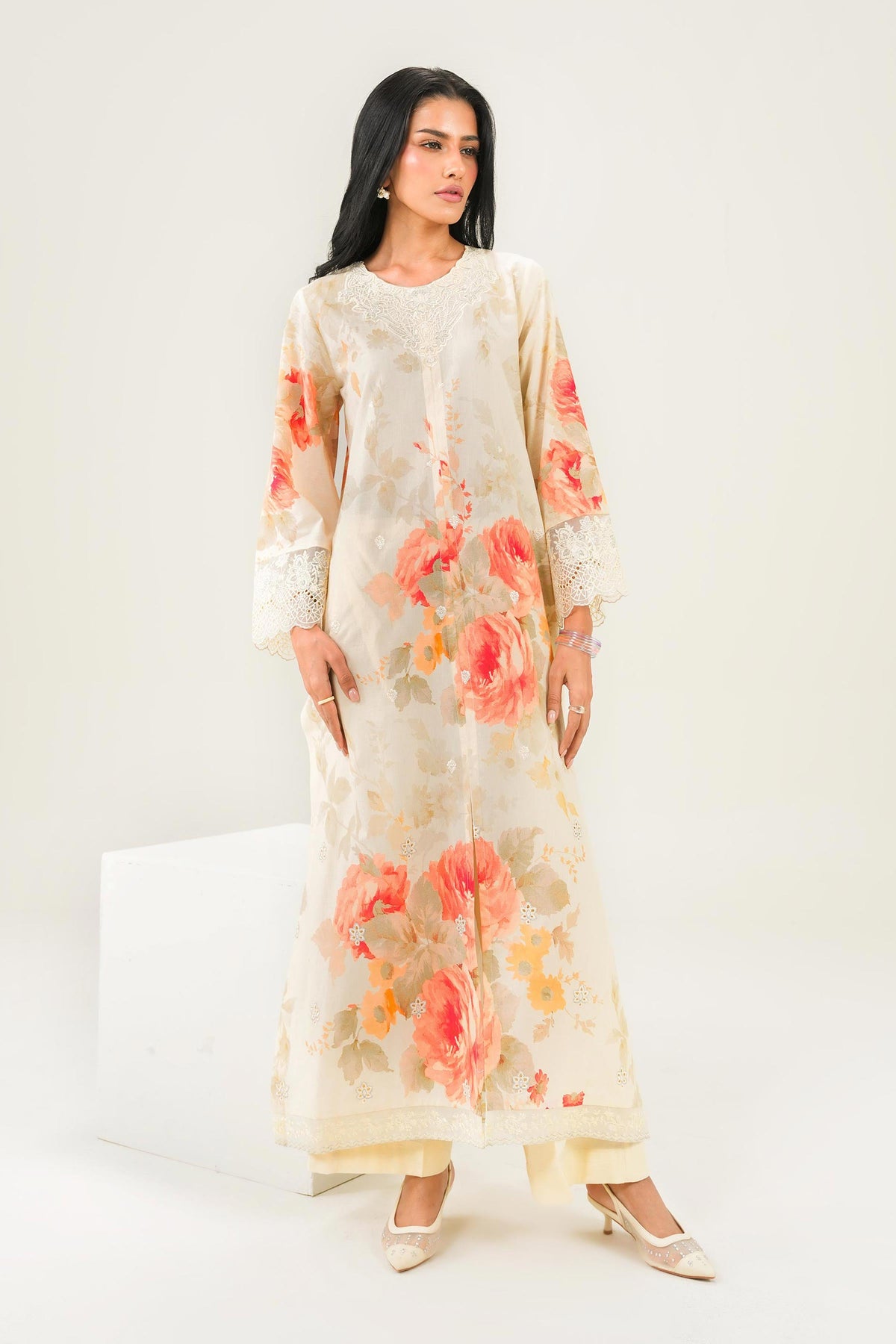 Nishat UK - Yellow Embroidered Gold Slub 2 Pieces ready to wear