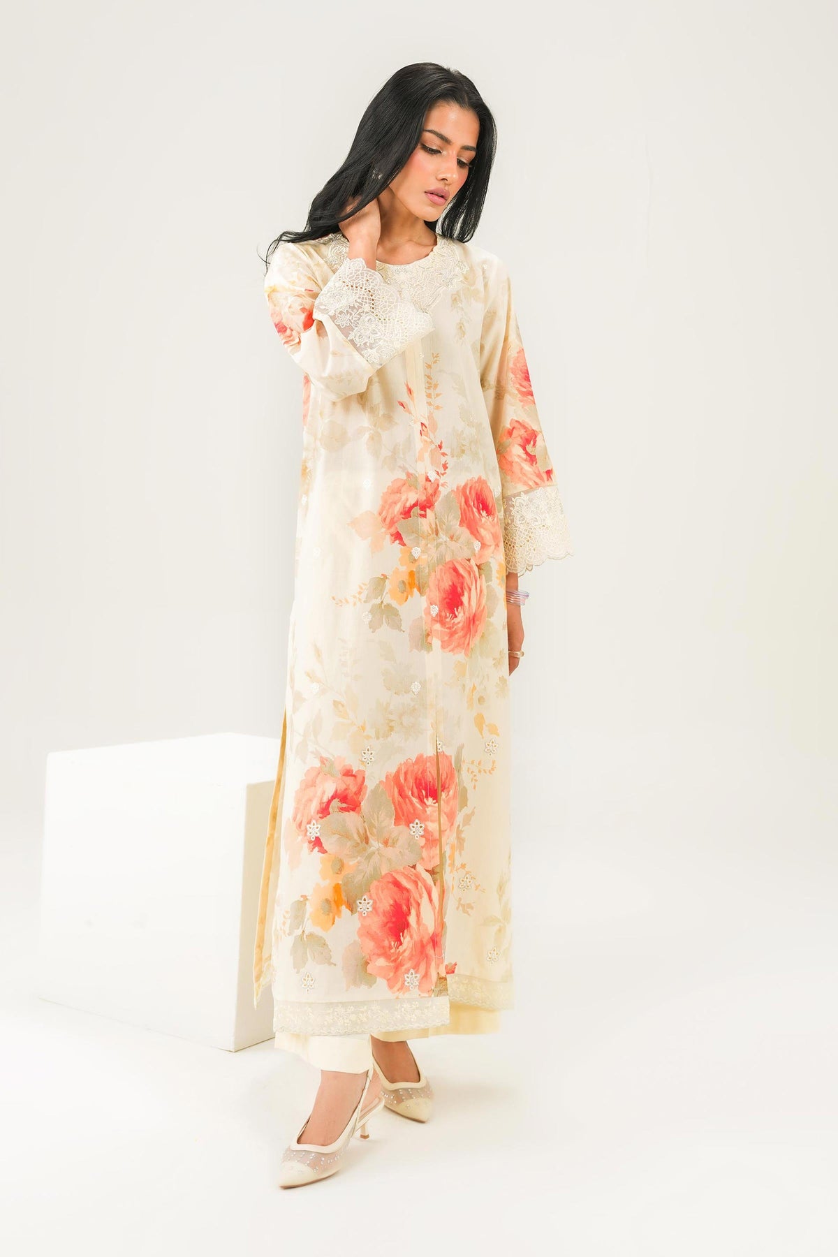 Nishat UK - Yellow Embroidered Gold Slub 2 Pieces ready to wear